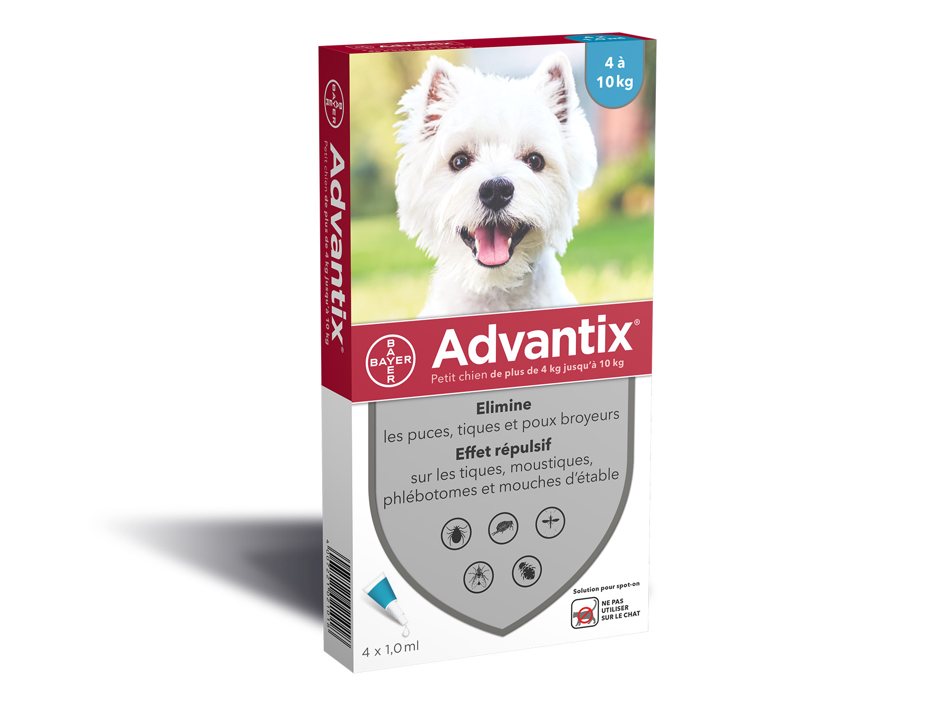Pipette antiparasitaire chien ADVANTIX 4 à 10kg x4