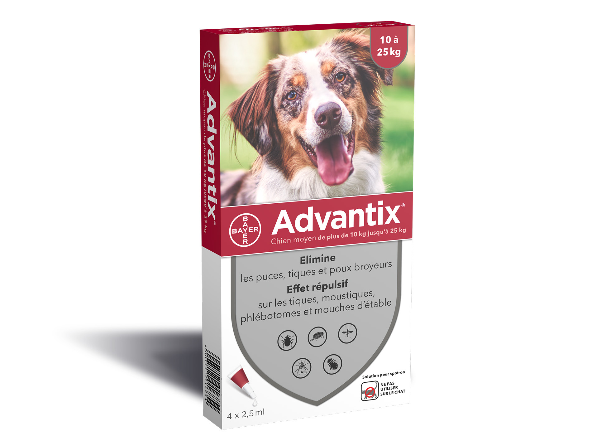 Pipette antiparasitaire chien ADVANTIX 10 à 25kg x4
