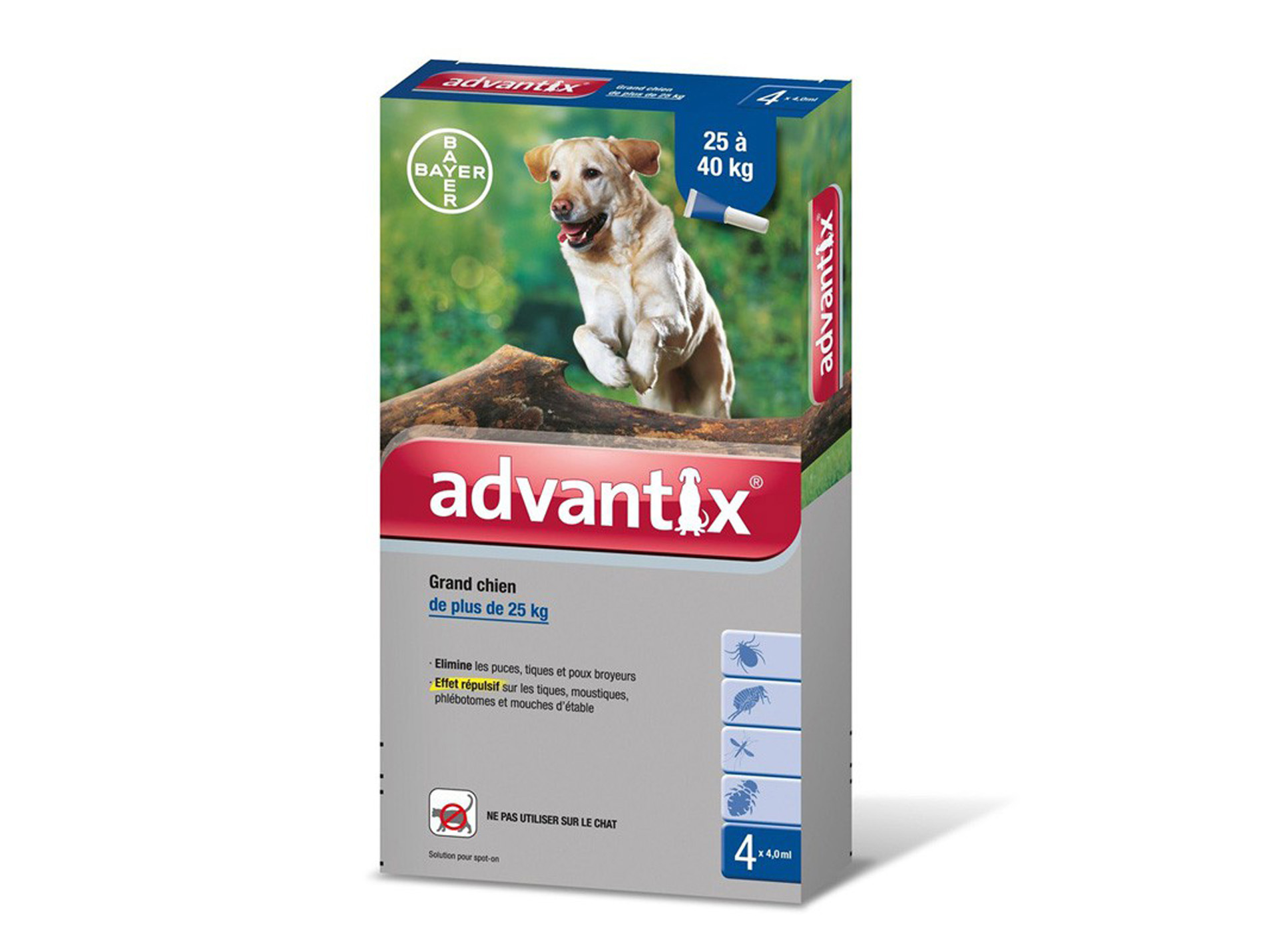 Pipette antiparasitaire chien ADVANTIX 25 à 40kg x4