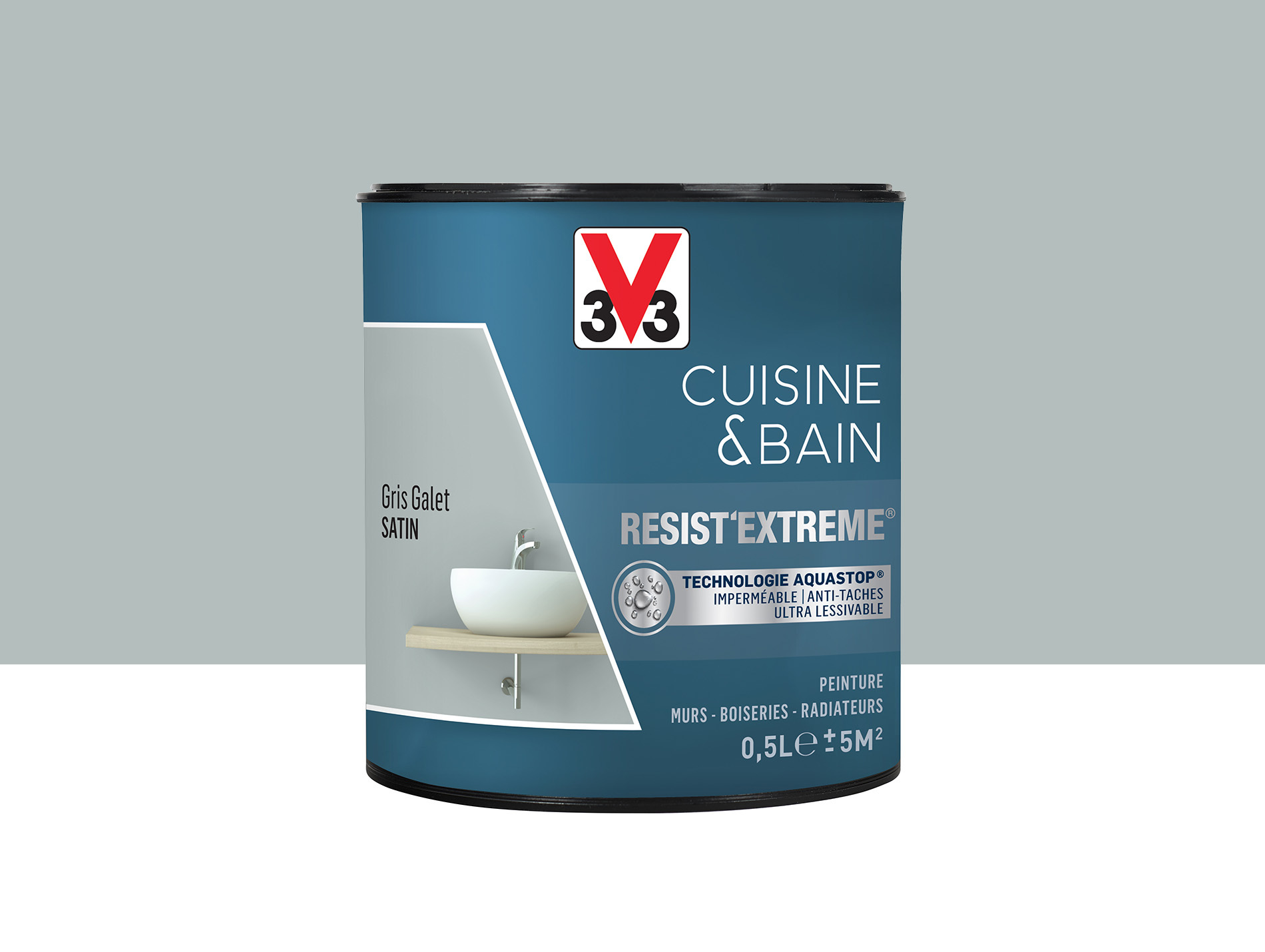 Peinture V33 Resist'Extême Satin Gris galet 0,5L