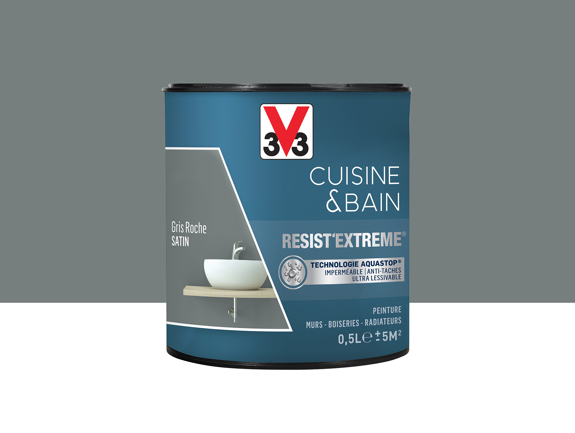Peinture V33 Resist'Extême Satin Gris roche 0,5L