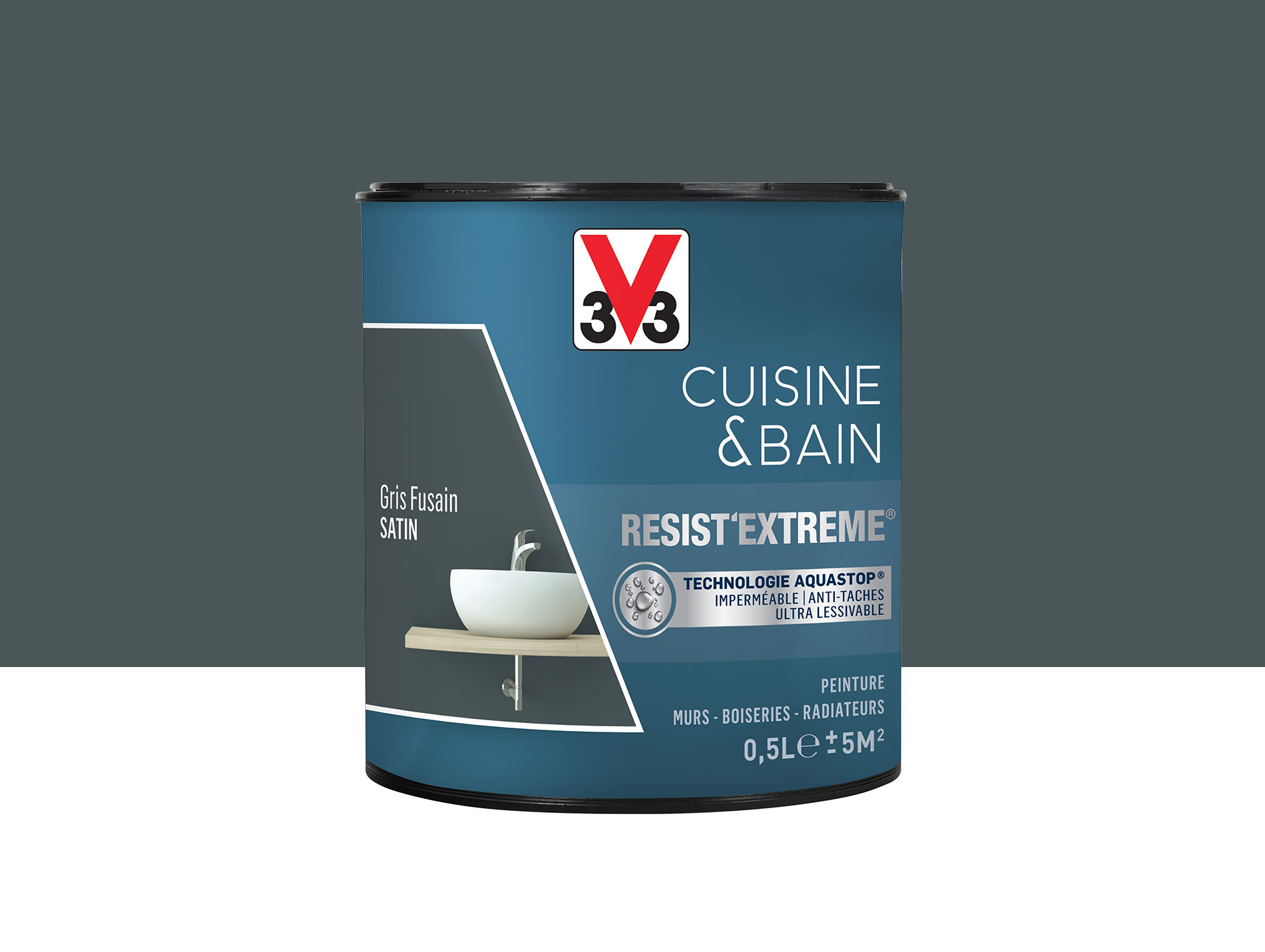 Peinture V33 Resist'Extême Satin Gris fusain 0,5L