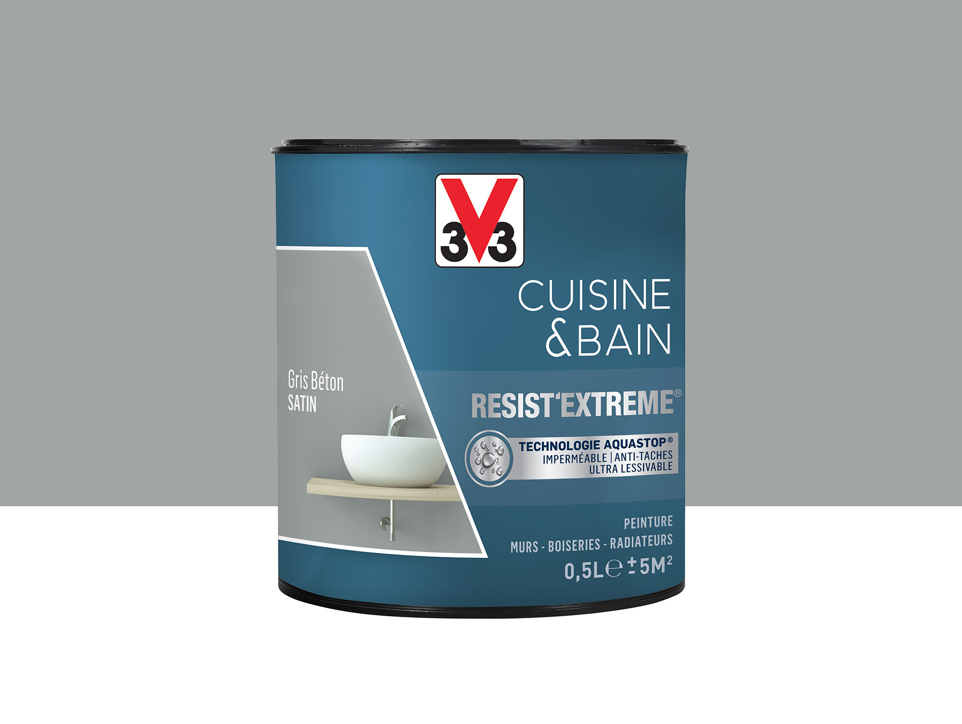 Peinture V33 Resist'Extême Satin Gris béton 0,5L