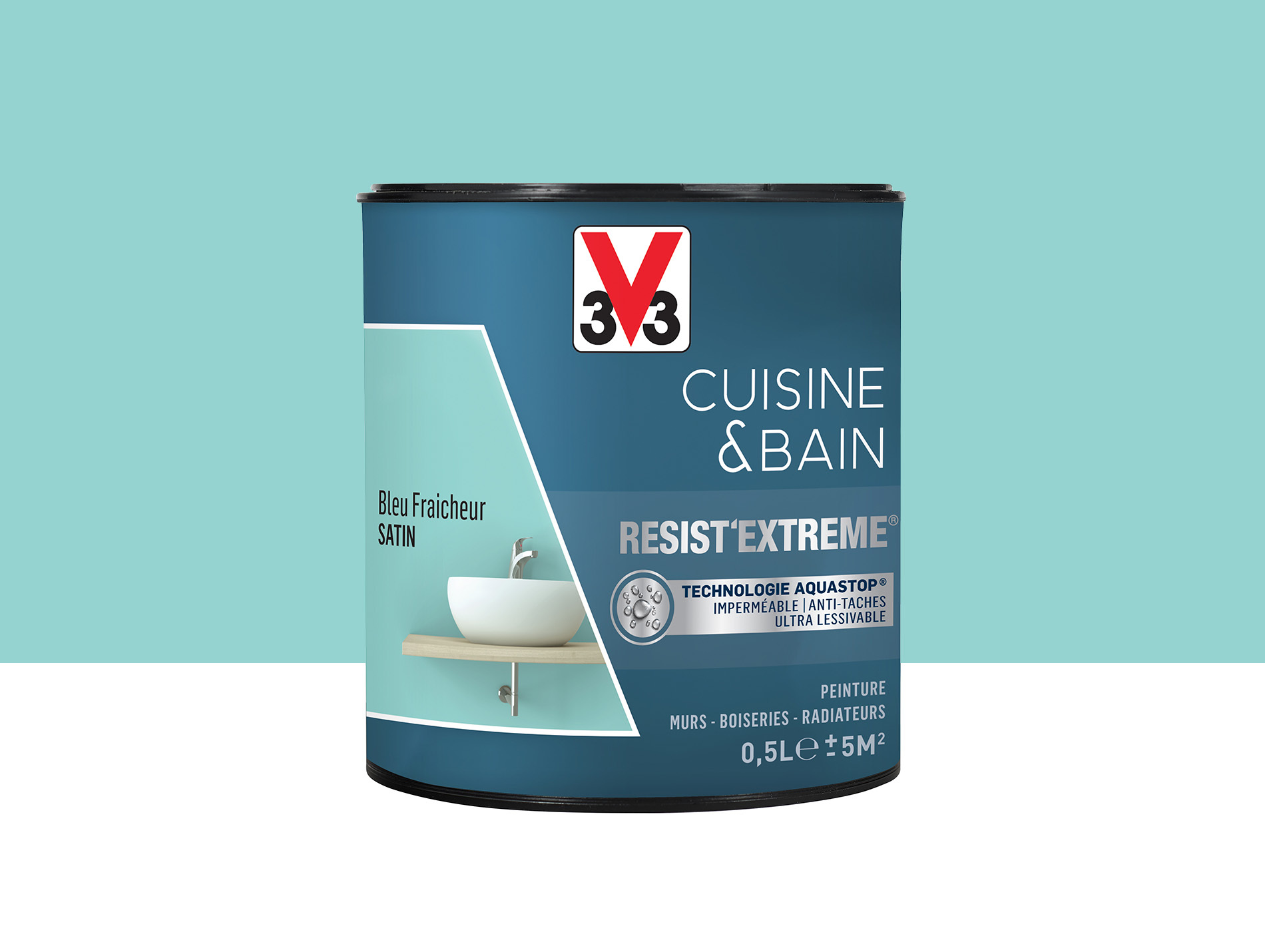Peinture V33 Resist'Extême Satin Bleu Fraicheur 0,5L