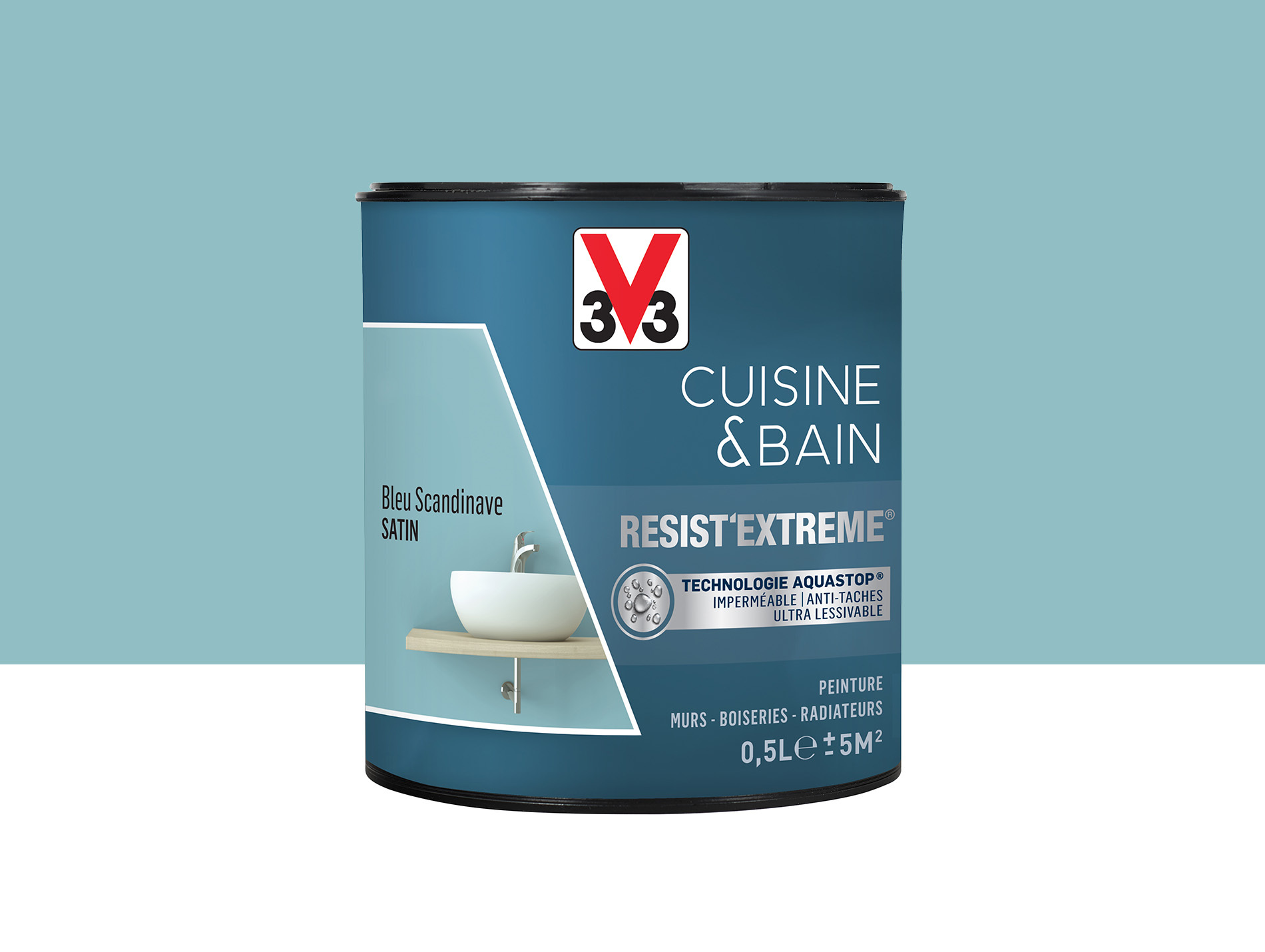 Peinture V33 Resist'Extême Satin Bleu Scandinave 0,5L
