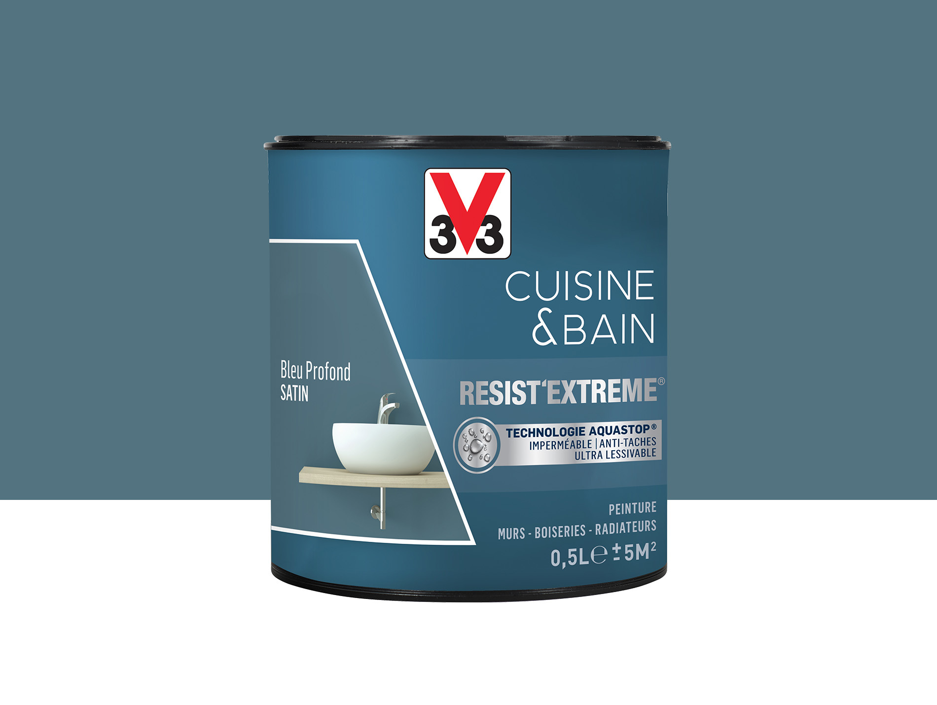 Peinture V33 Resist'Extême Satin Bleu Profond 0,5L
