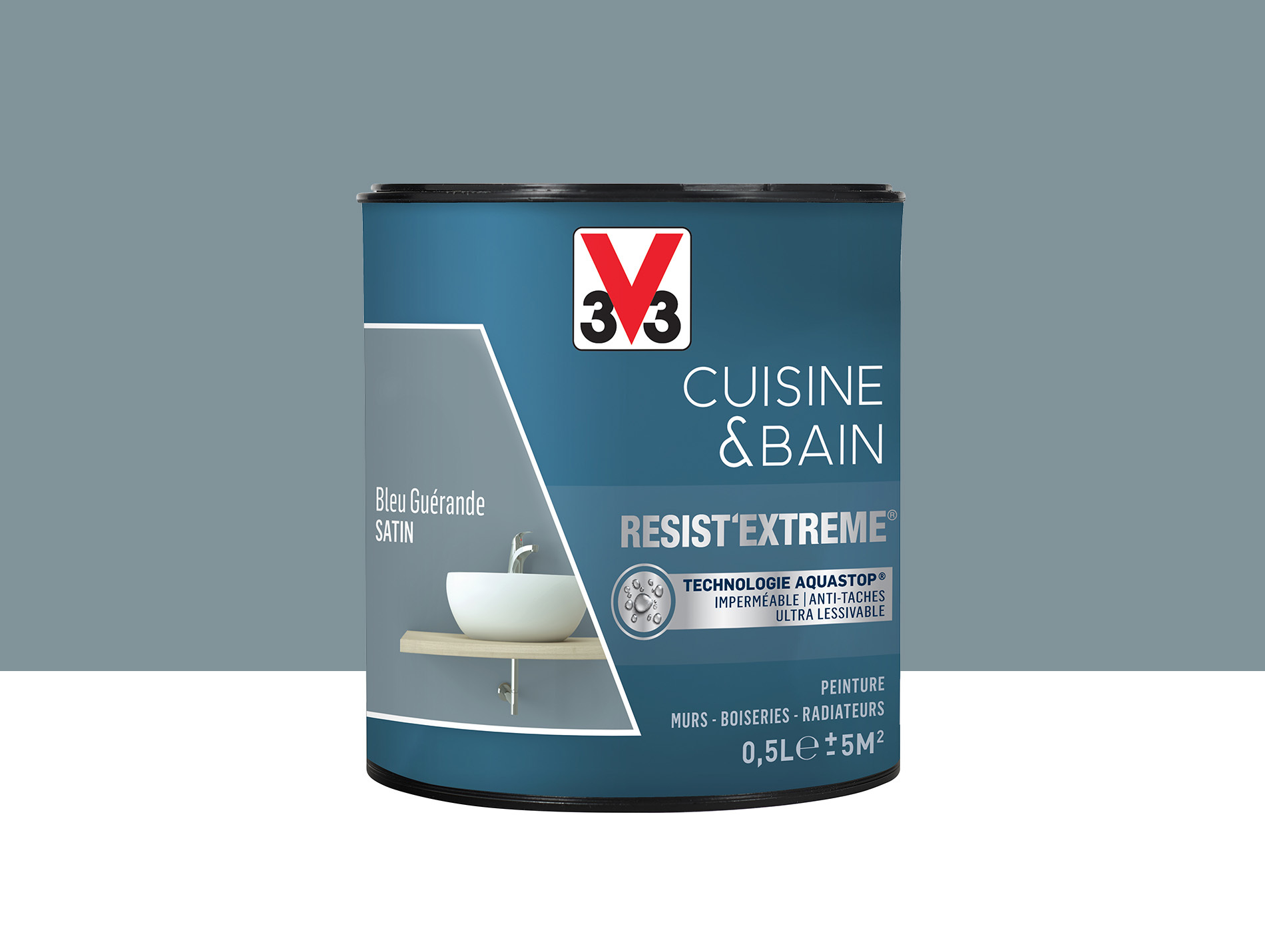 Peinture V33 Resist'Extême Satin Bleu Guérande 0,5L