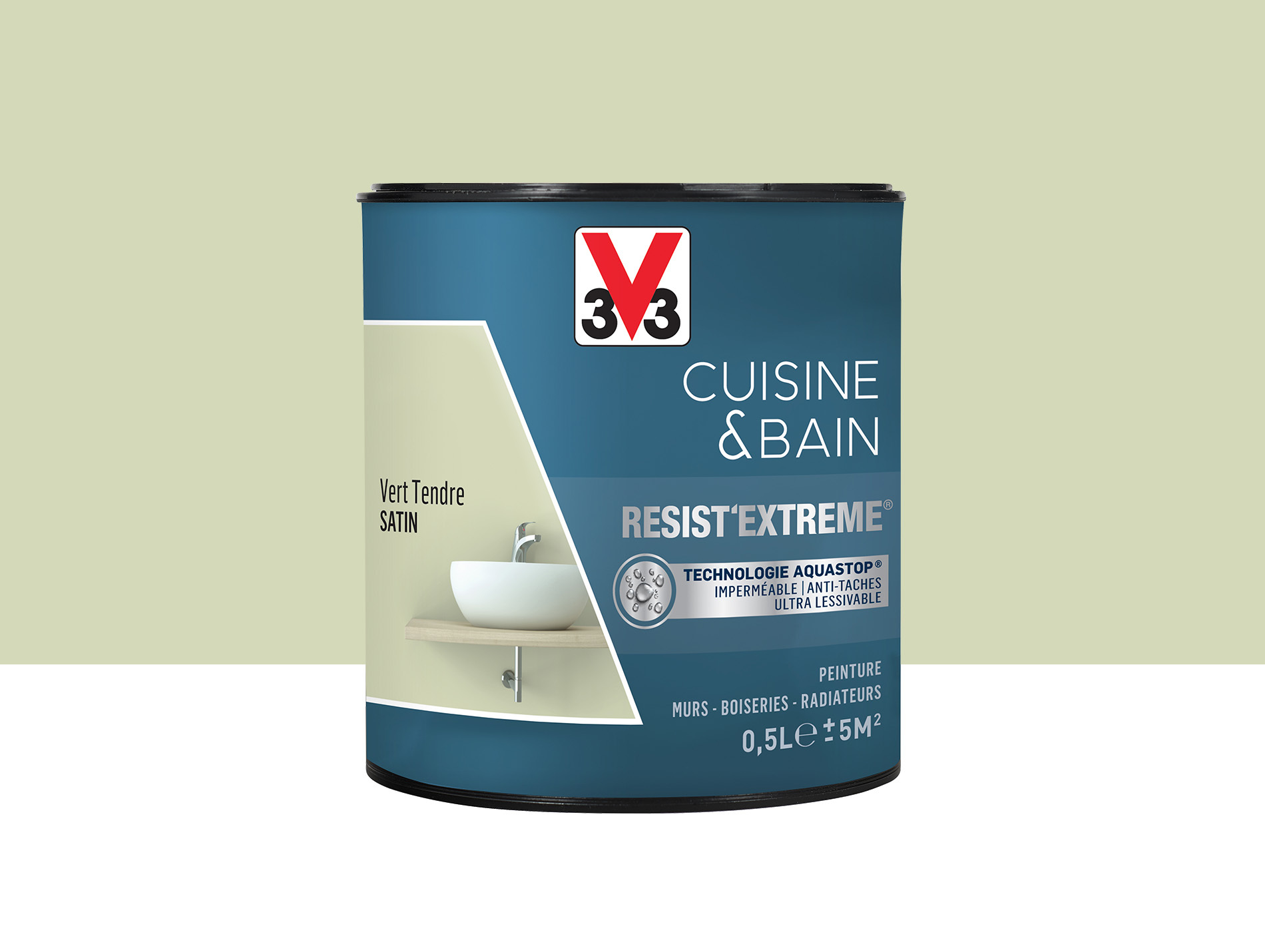 Peinture V33 Resist'Extême Satin Vert Tendre 0,5L