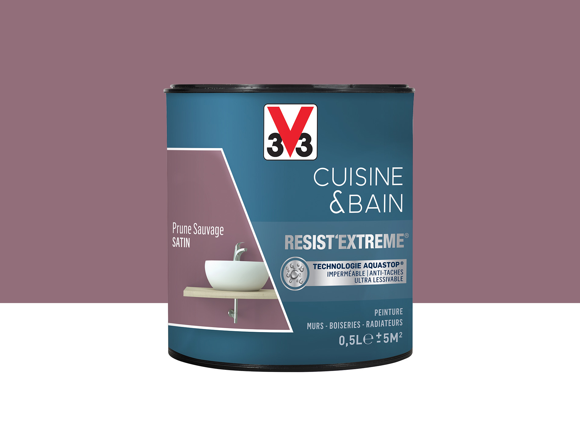 Peinture V33 Resist'Extême Satin Prune Sauvage 0,5L