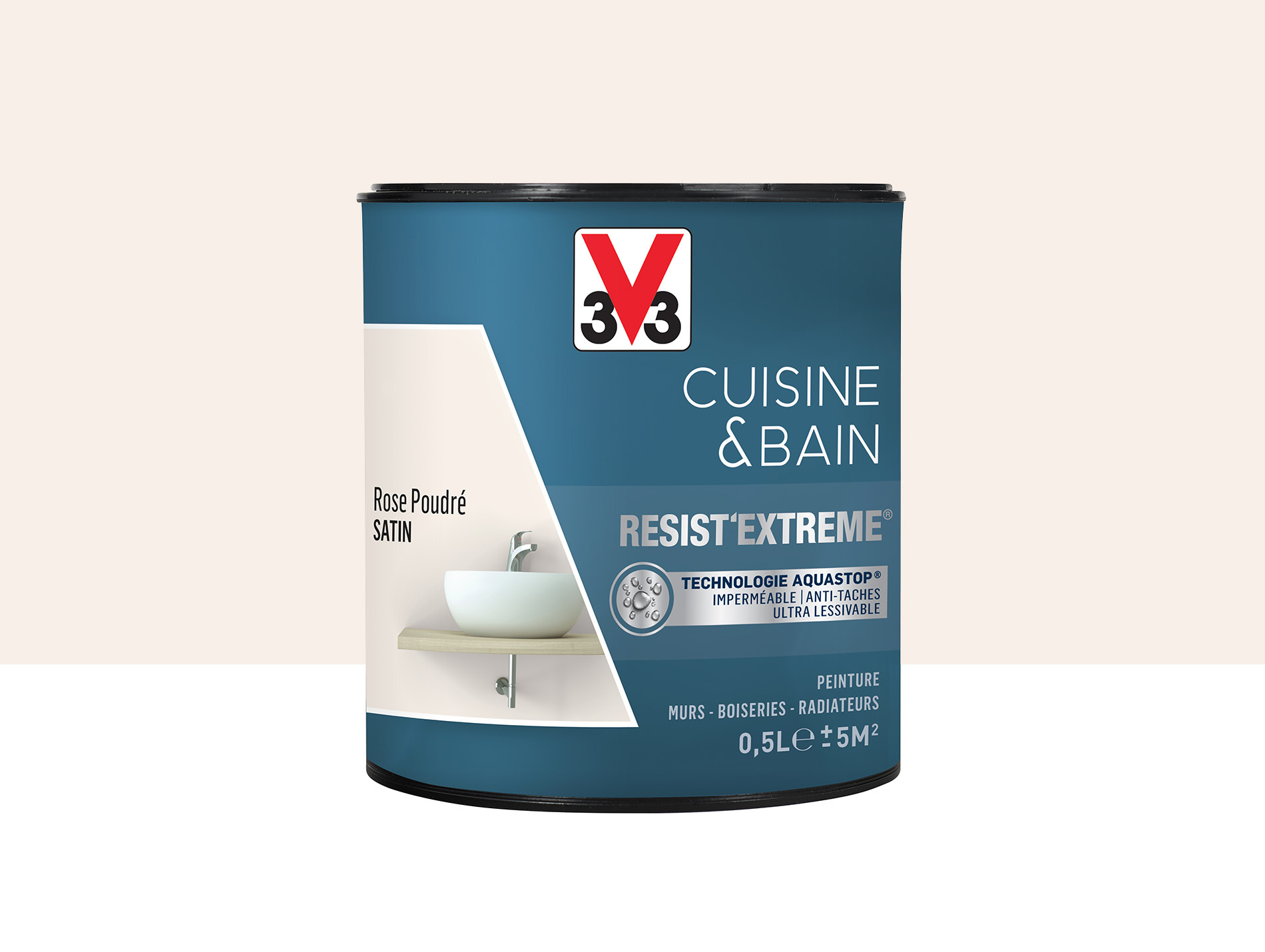 Peinture V33 Resist'Extême Satin Rose Poudré 0,5L