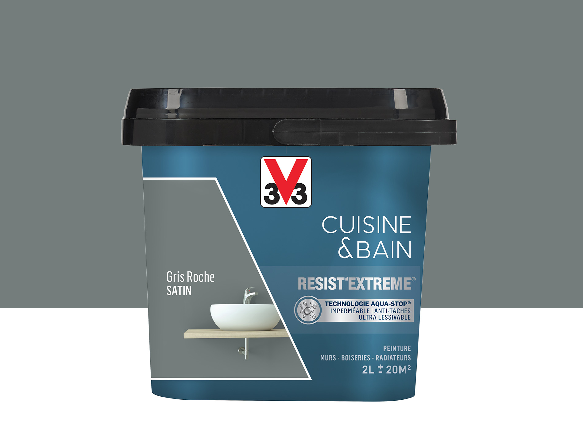 Peinture V33 Resist'Extême Satin Gris roche 2L