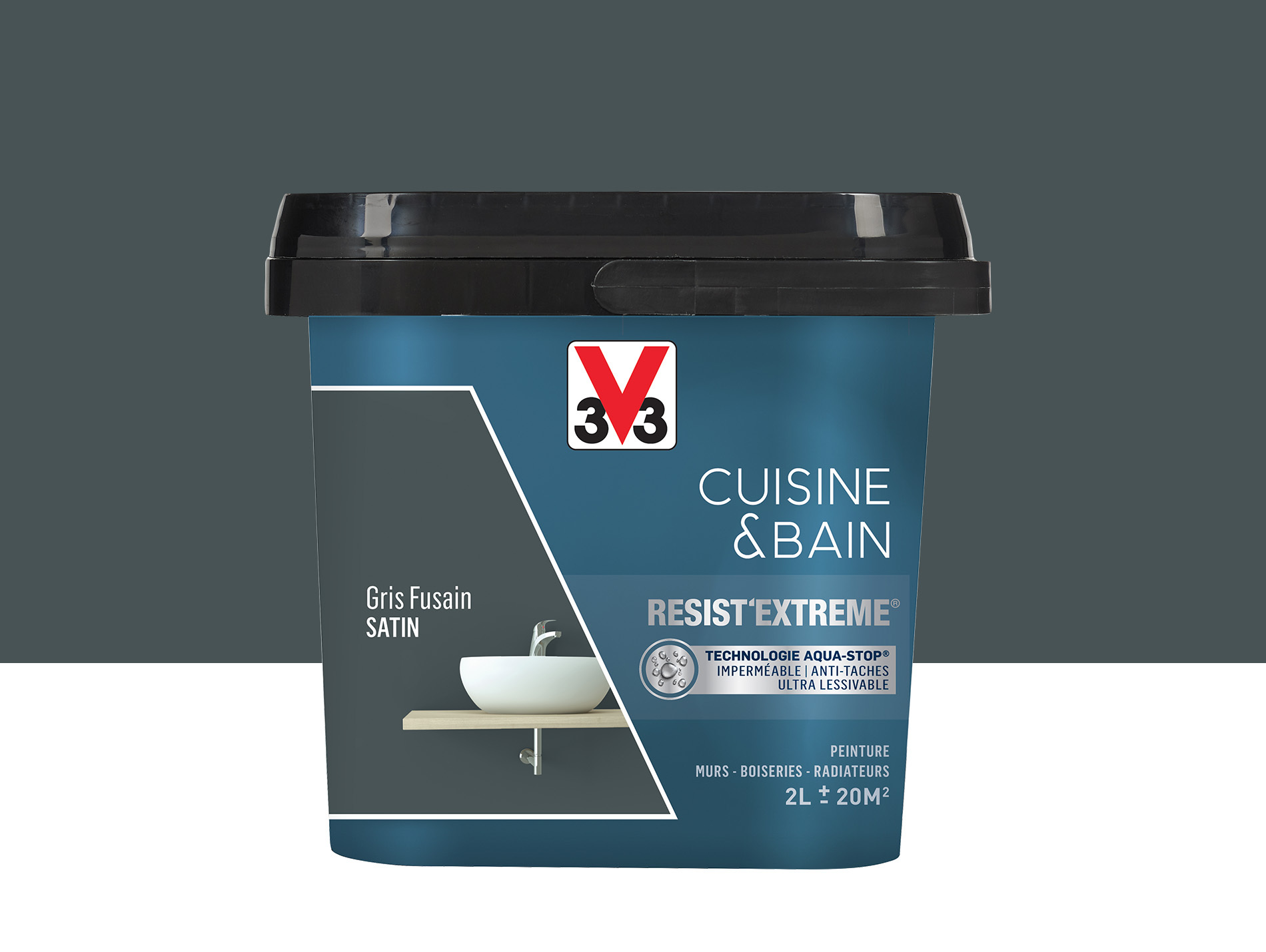 Peinture V33 Resist'Extême Satin Gris fusain 2L
