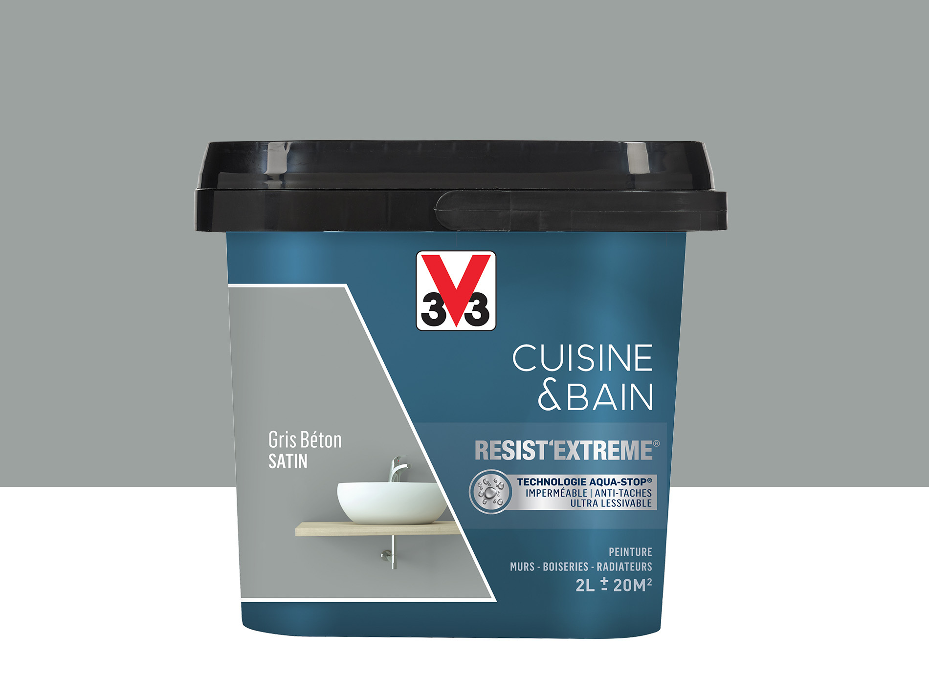 Peinture V33 Resist'Extême Satin Gris béton 2L