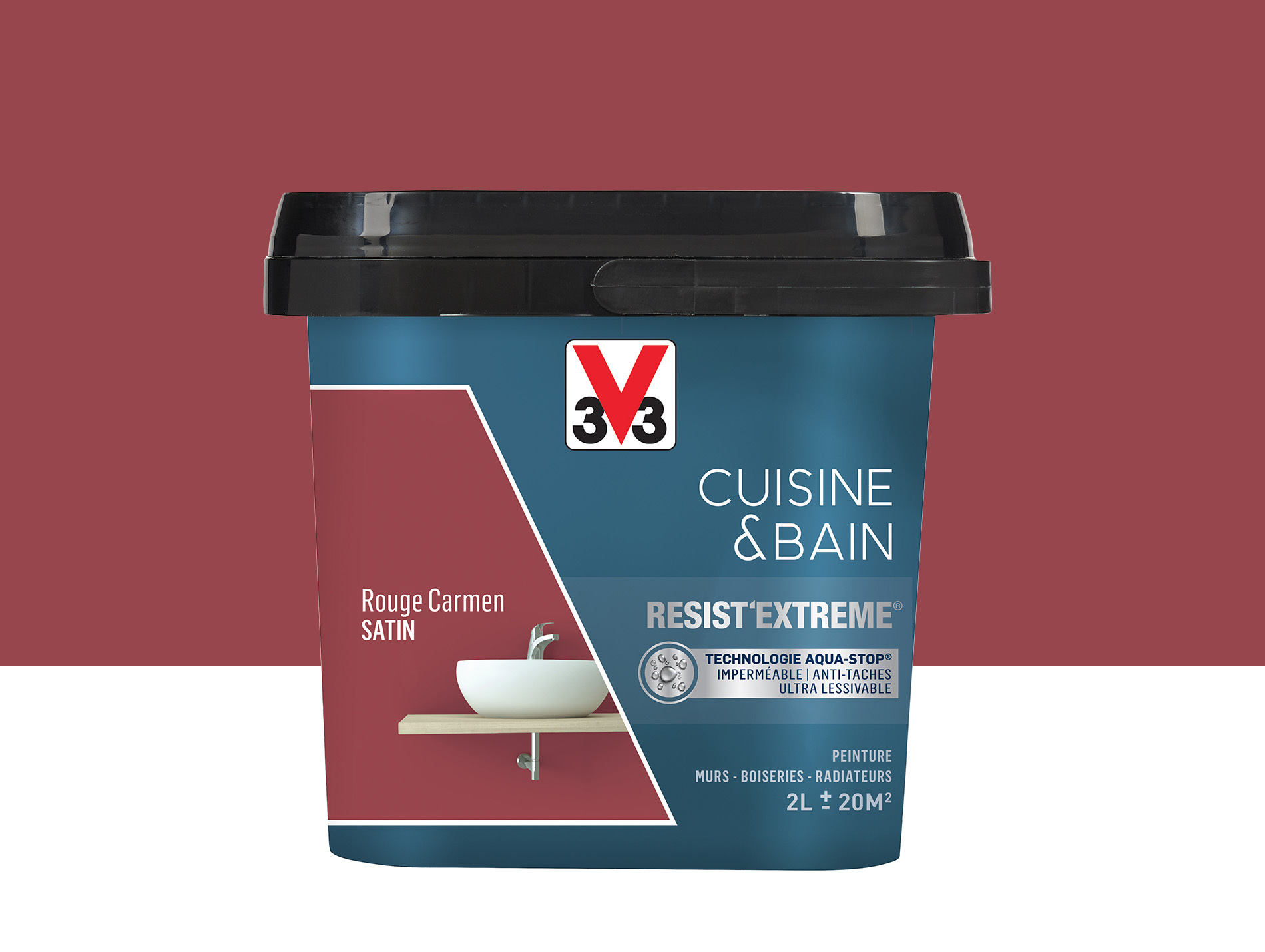 Peinture V33 Resist'Extême Satin Rouge Carmen 2L