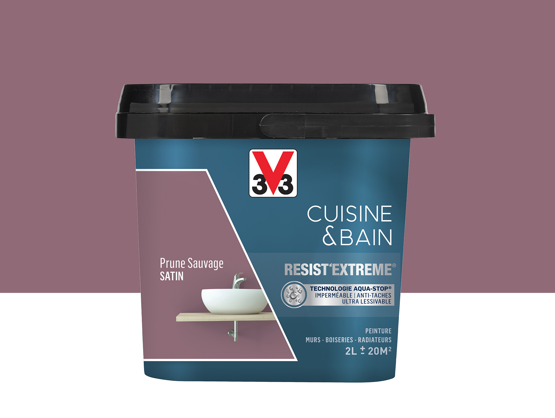 Peinture V33 Resist'Extême Satin Prune Sauvage 2L