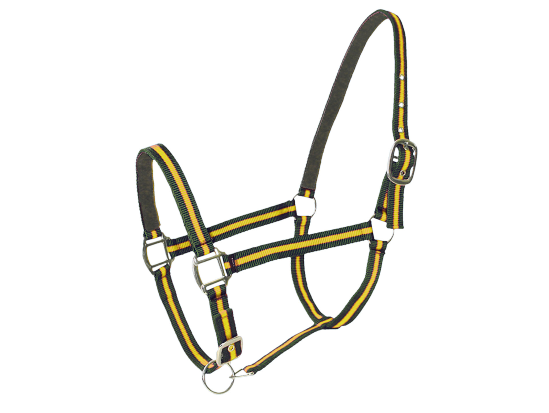 Licol poney en cuir vert/jaune