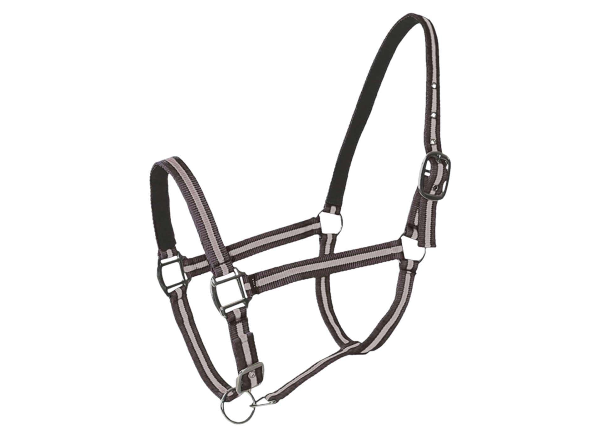 Licol poney en cuir chocolat/beige