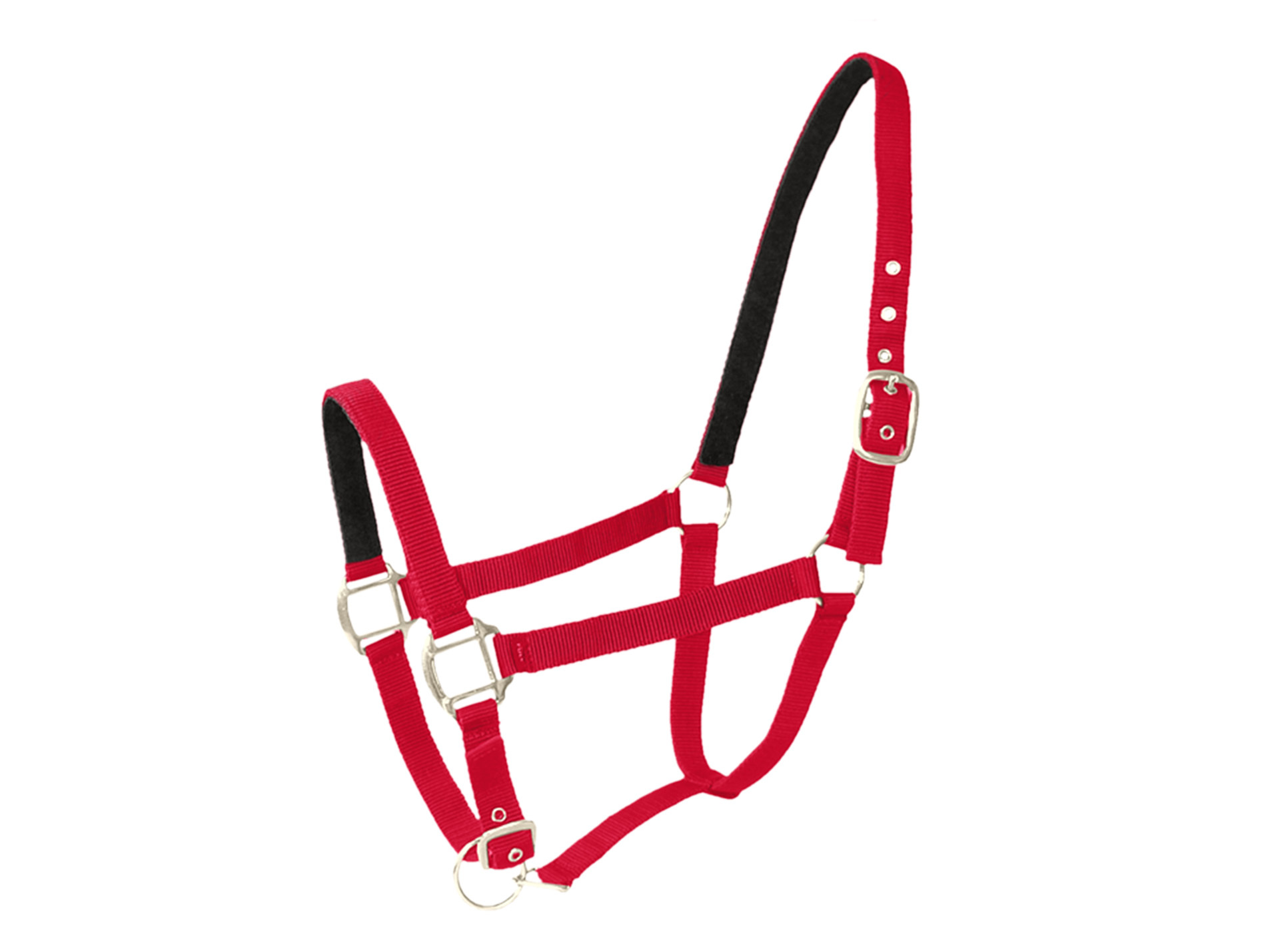 Licol double poney en cuir rouge