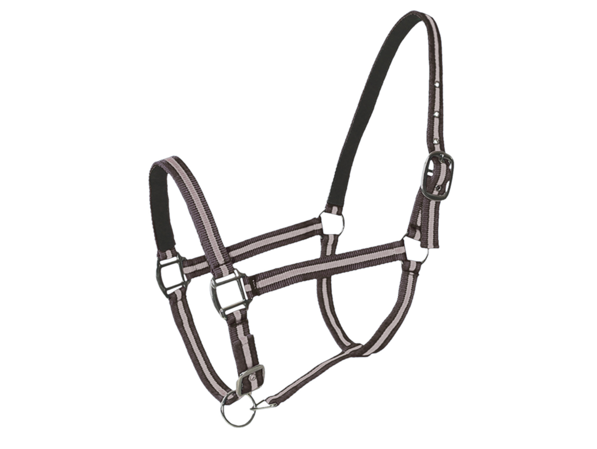 Licol double poney en cuir chocolat/beige