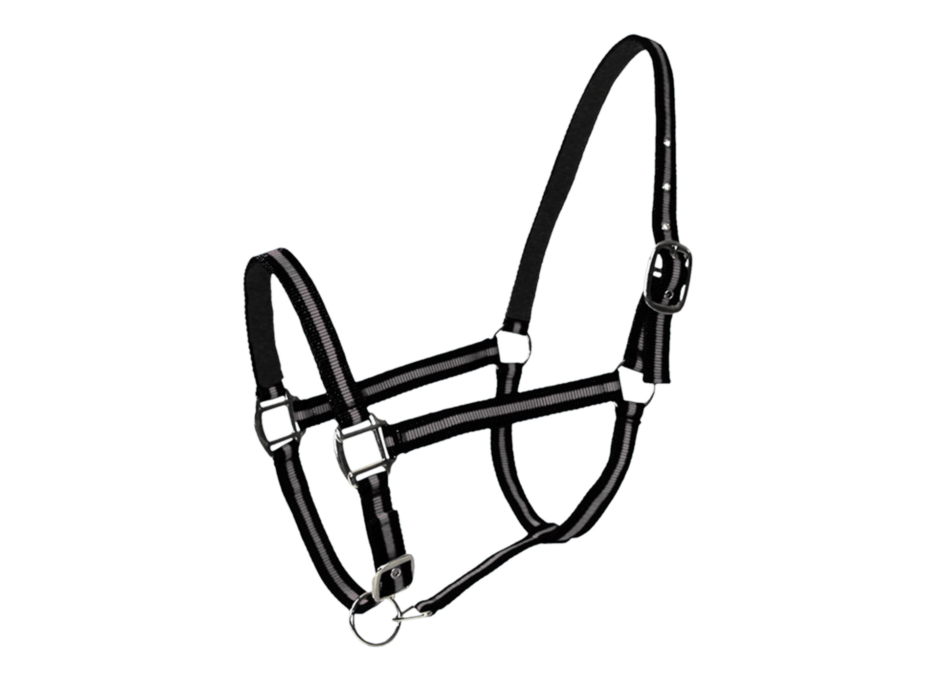 Licol double poney en cuir noir/gris
