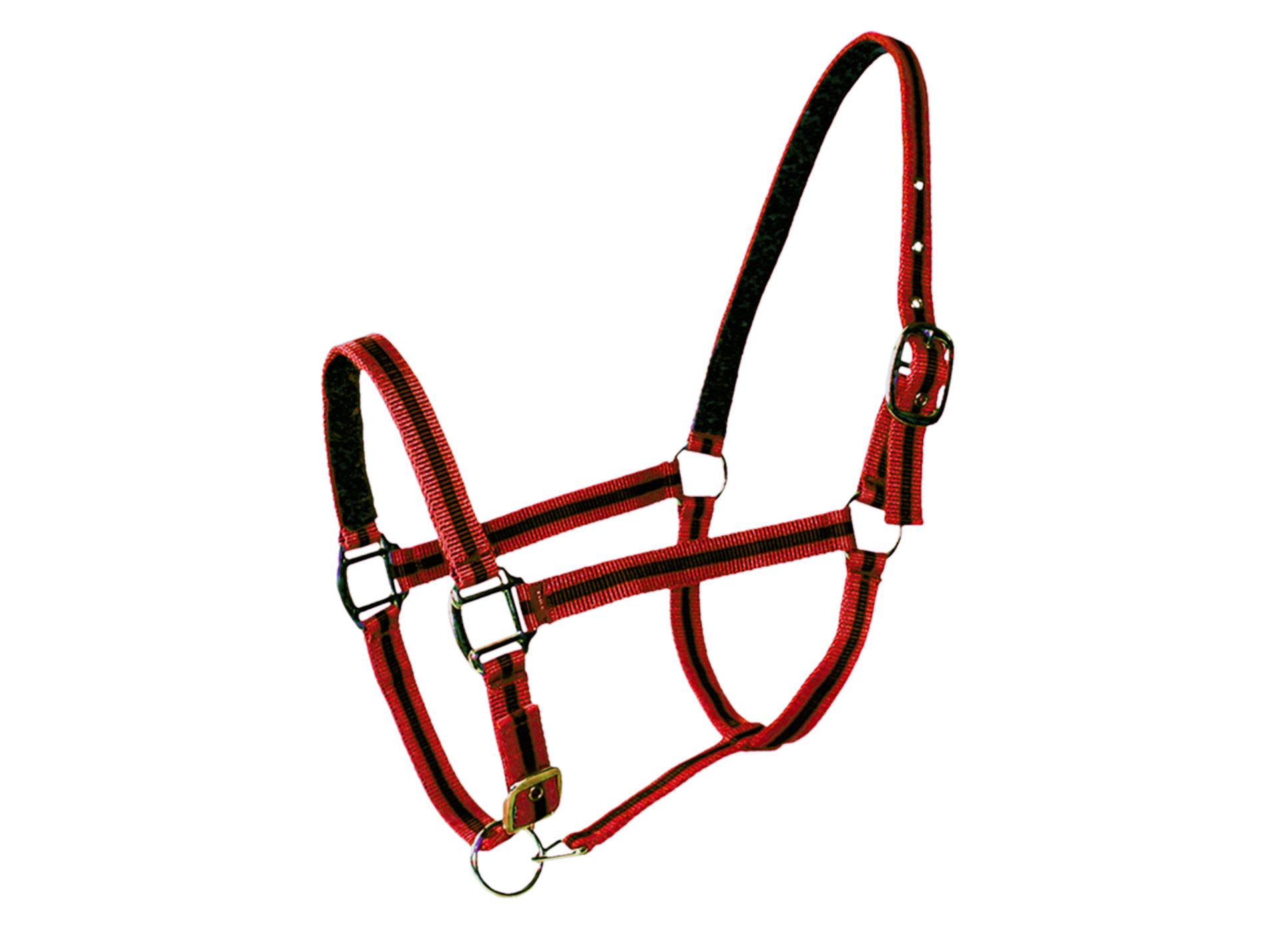Licol double poney en cuir rouge/noir