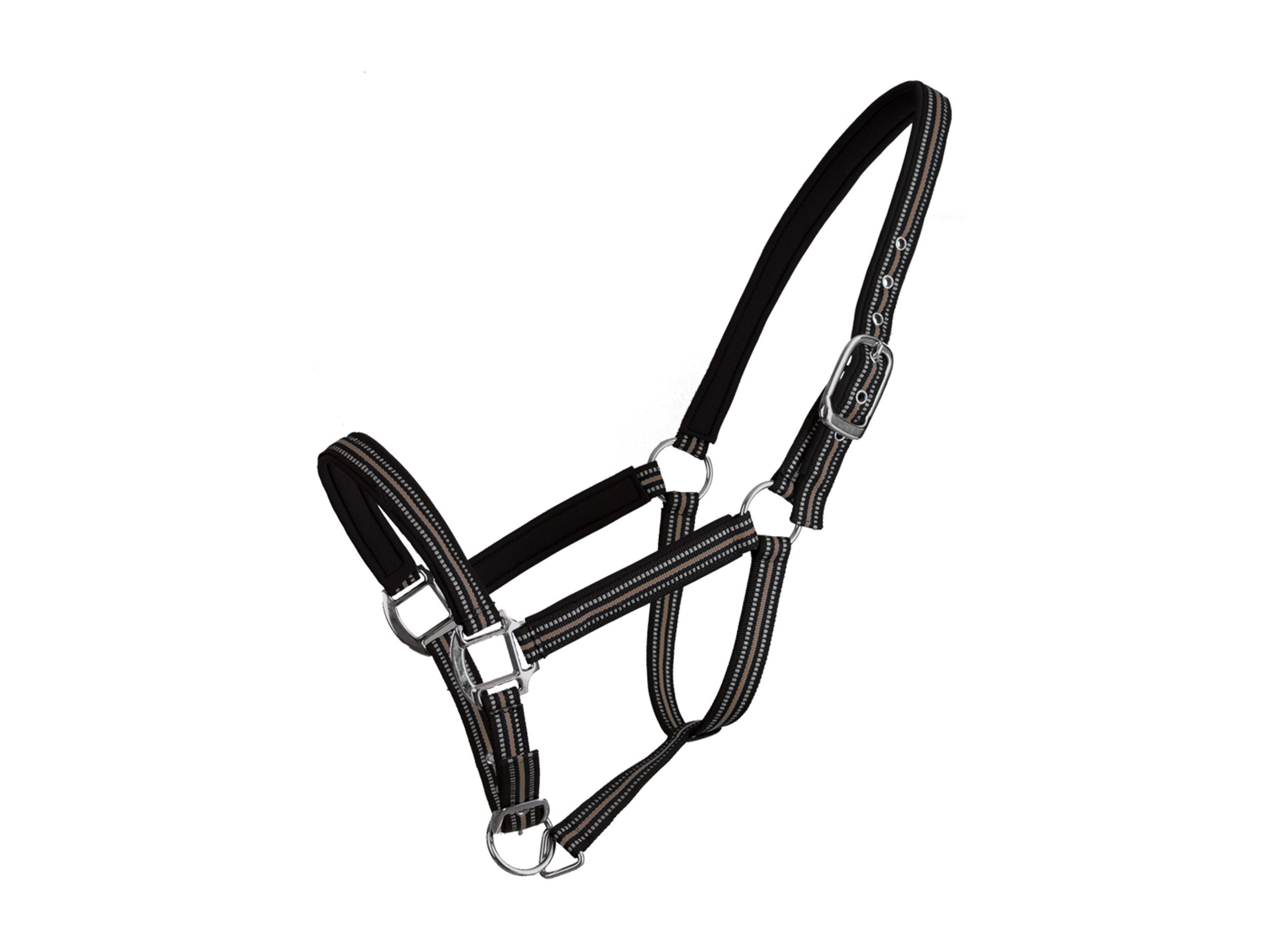 Licol Réflective réfléchissant double poney marron
