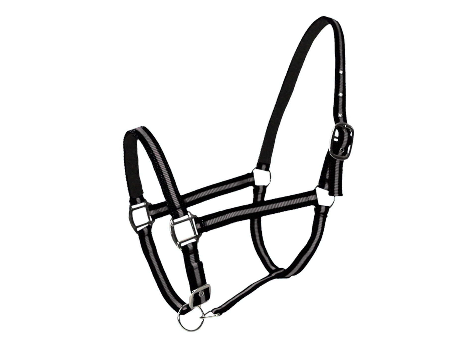 Licol cheval en cuir noir/gris