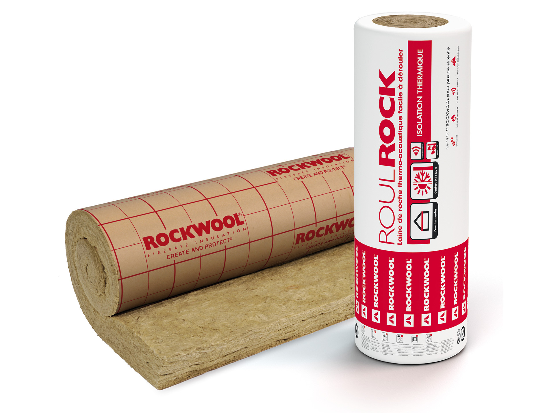 Laine de roche 100mm Roulrock Kraft perforé
