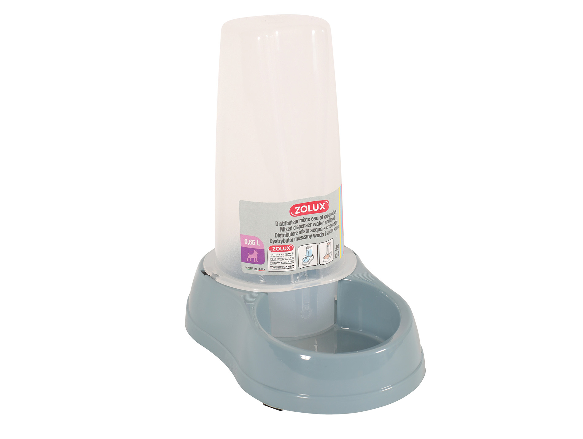 Distributeur eau et aliments 650ml bleu