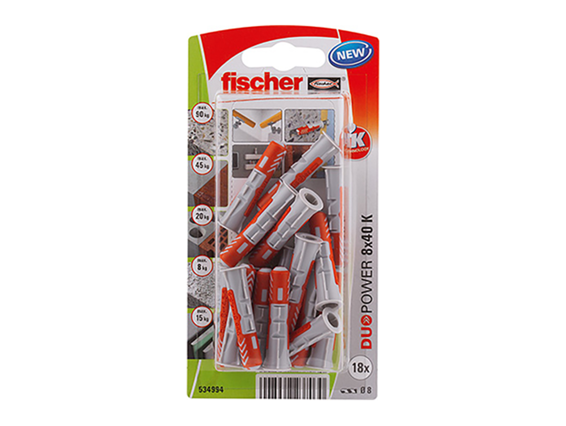 Chevilles bi-matière DUOPOWER Ø8 L40mm x8