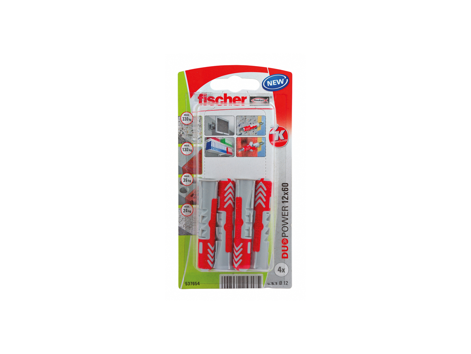 Chevilles bi-matière DUOPOWER Ø12 L60mm x4
