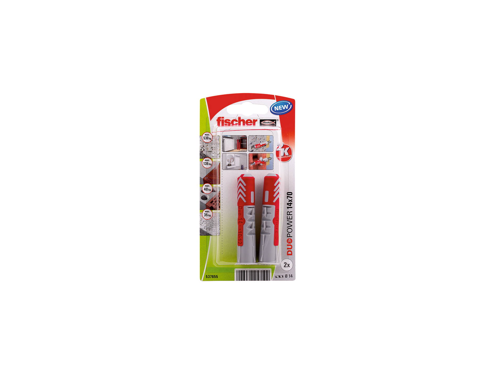 Chevilles bi-matière DUOPOWER Ø14 L70mm x2
