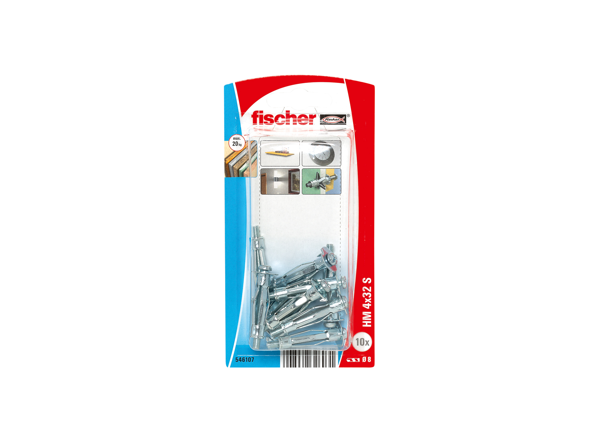 Chevilles pour cloison creuse HM-S Ø4 L32mm x4