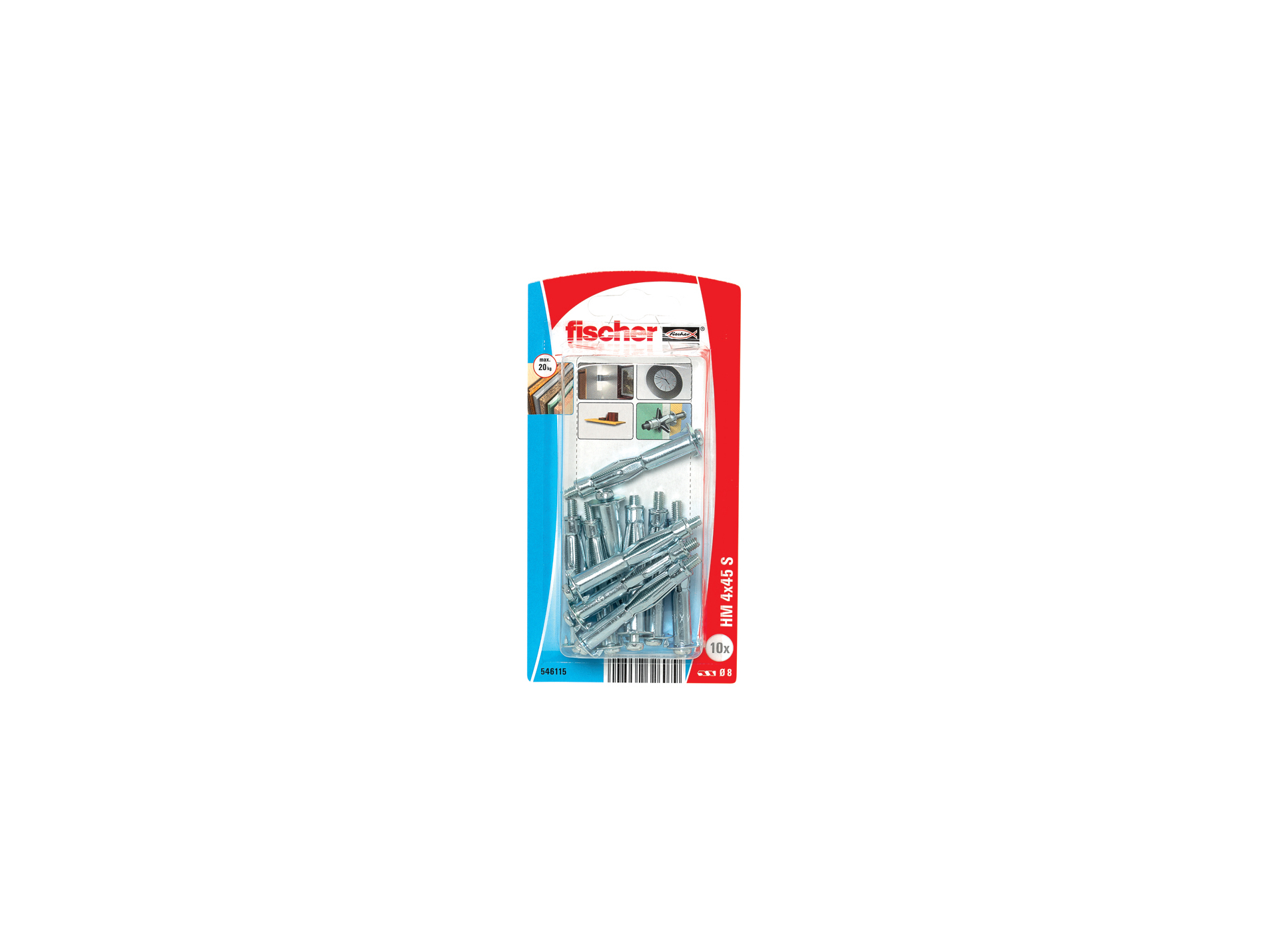 Chevilles pour cloison creuse HM-S Ø4 L45mm x10