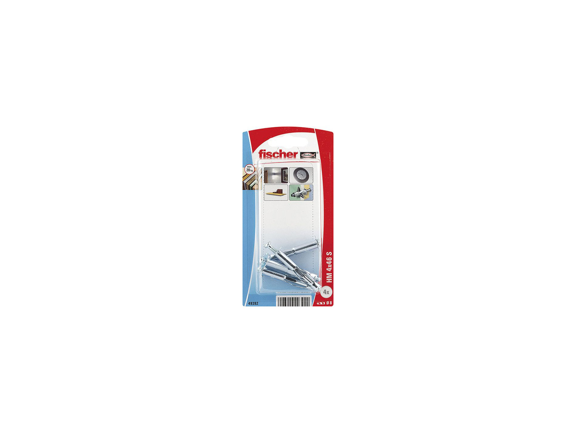 Chevilles pour cloison creuse HM-S Ø4 L45mm x4