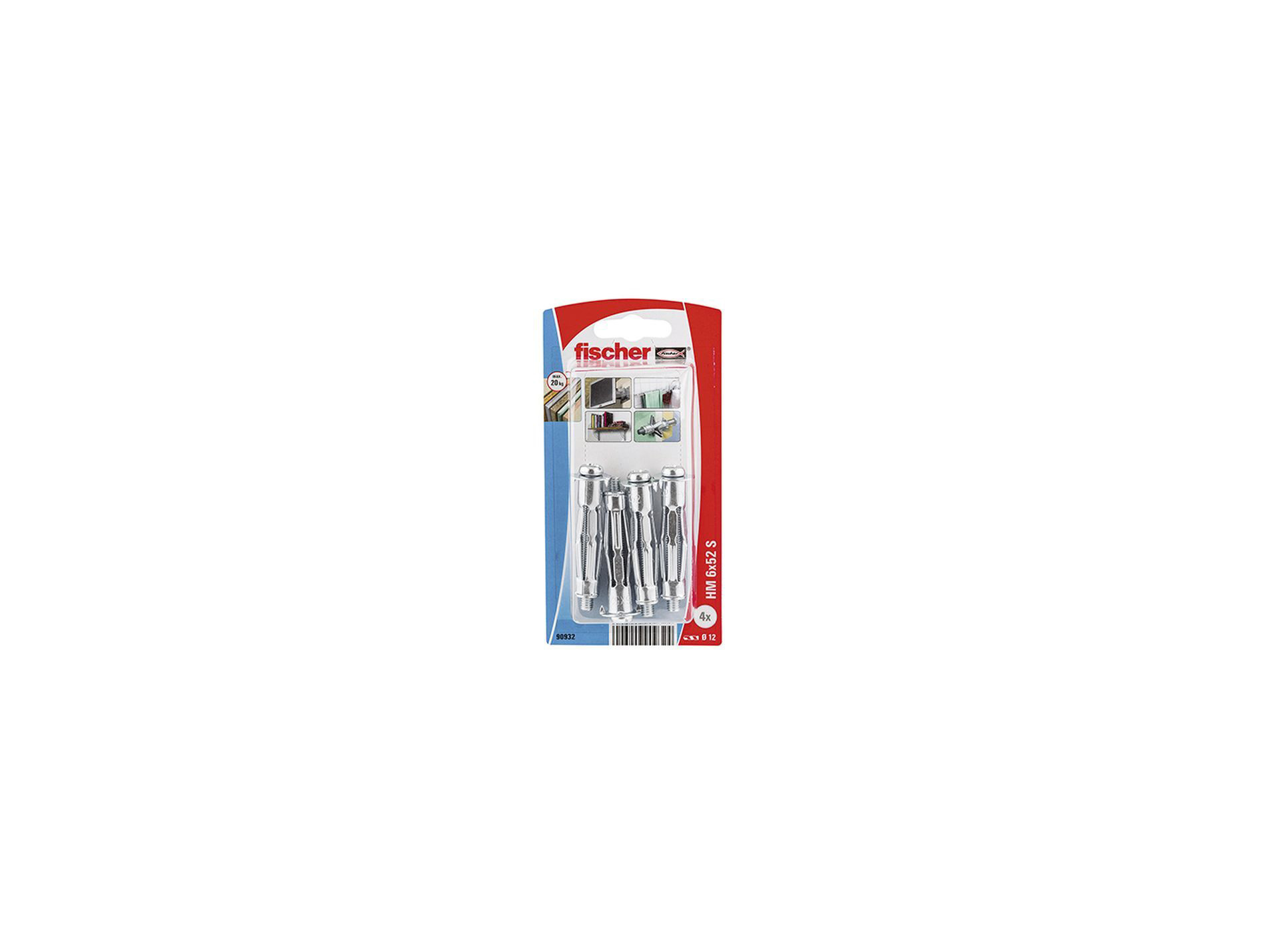 Chevilles pour cloison creuse HM-S Ø6 L52mm x4