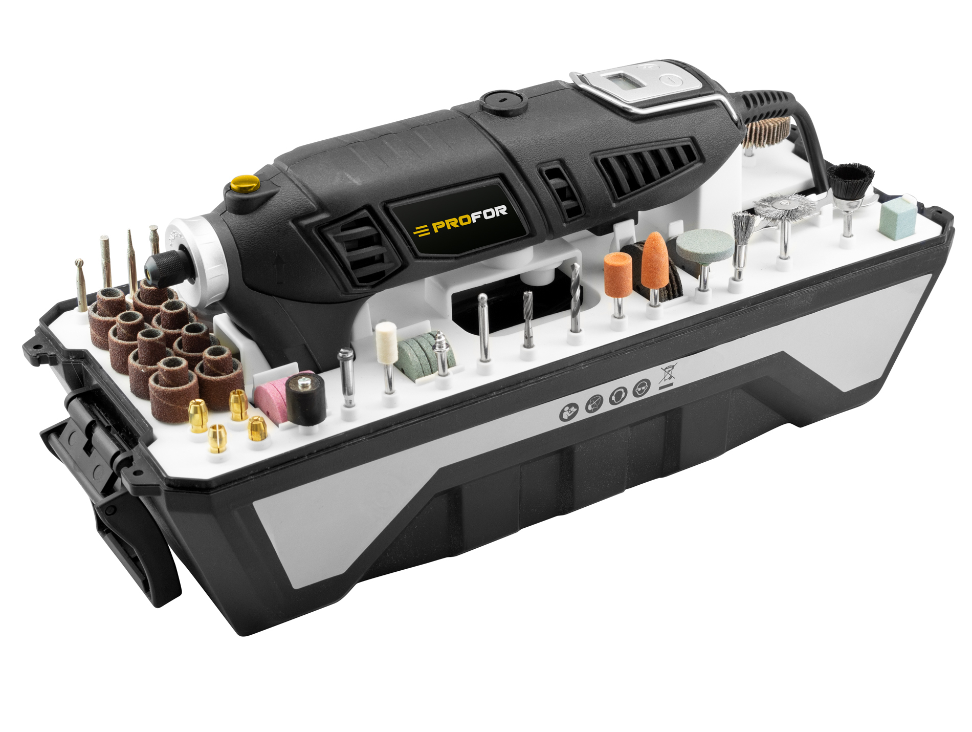 Mini-outil rotatif 170W + 190 accessoires PROFOR