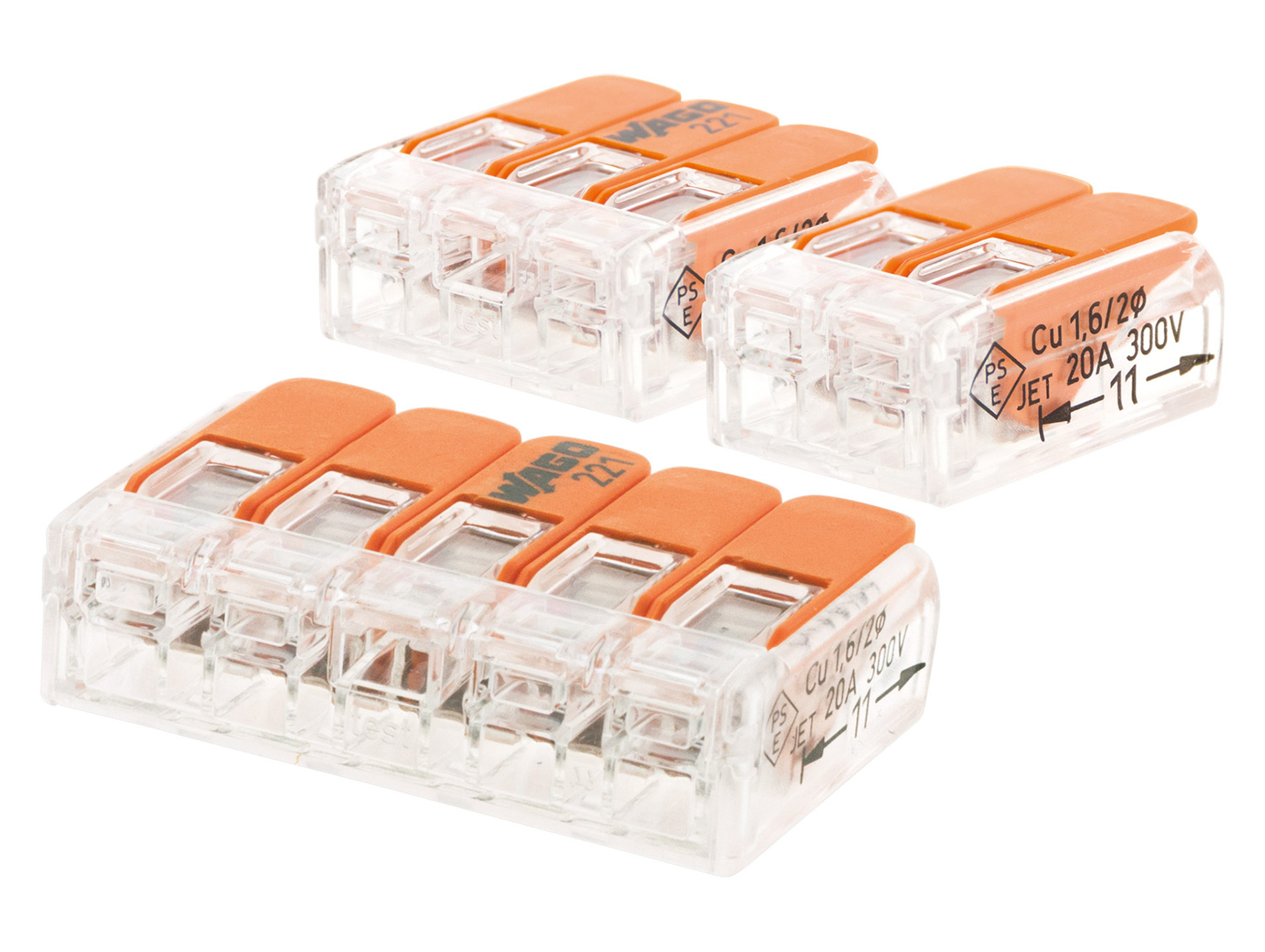 Mini bornes WAGO S221 2/3/5 entrées x60