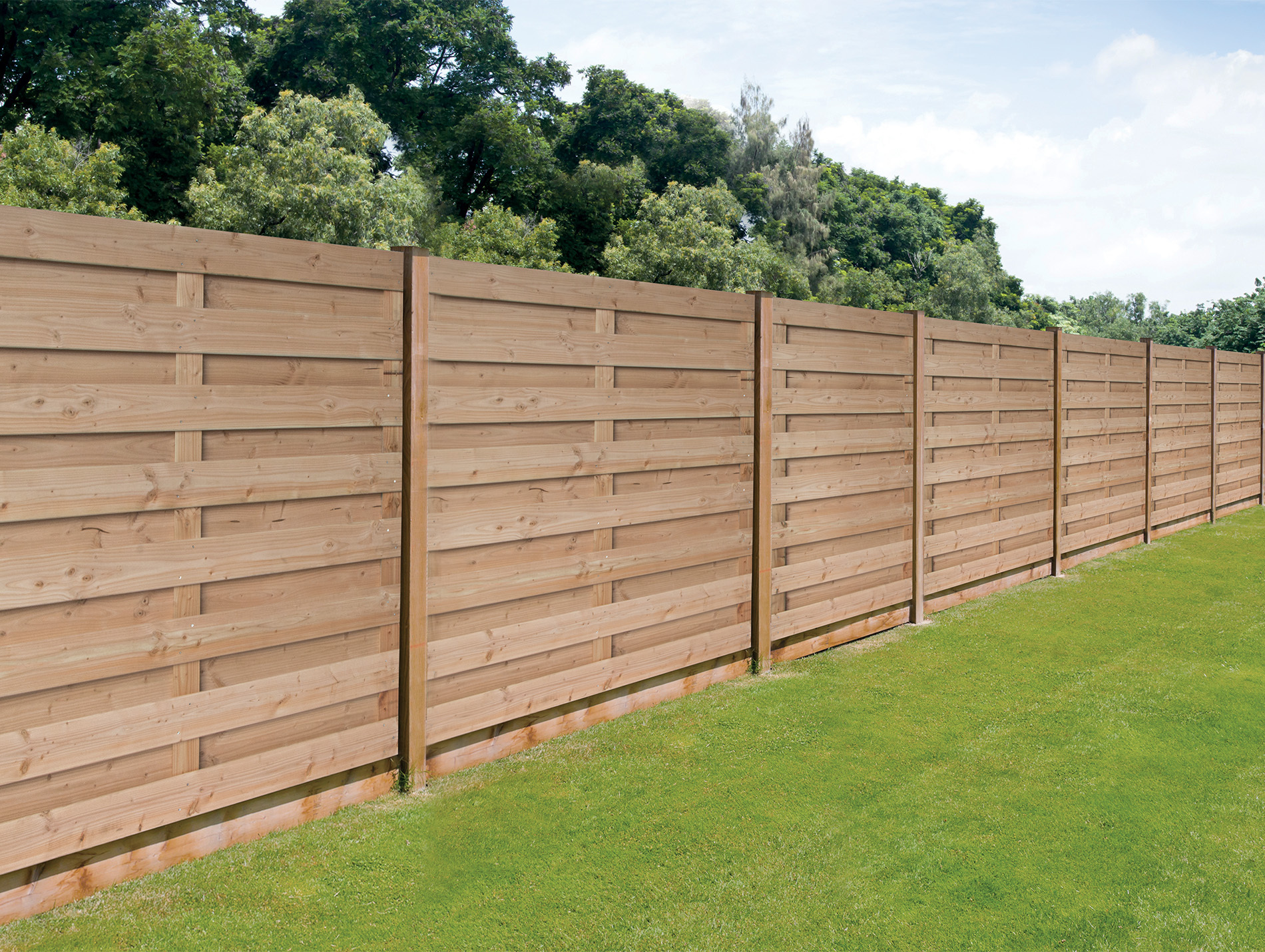 Panneau claustra bois droit Excellent l.180xH.180cm Ep.52mm