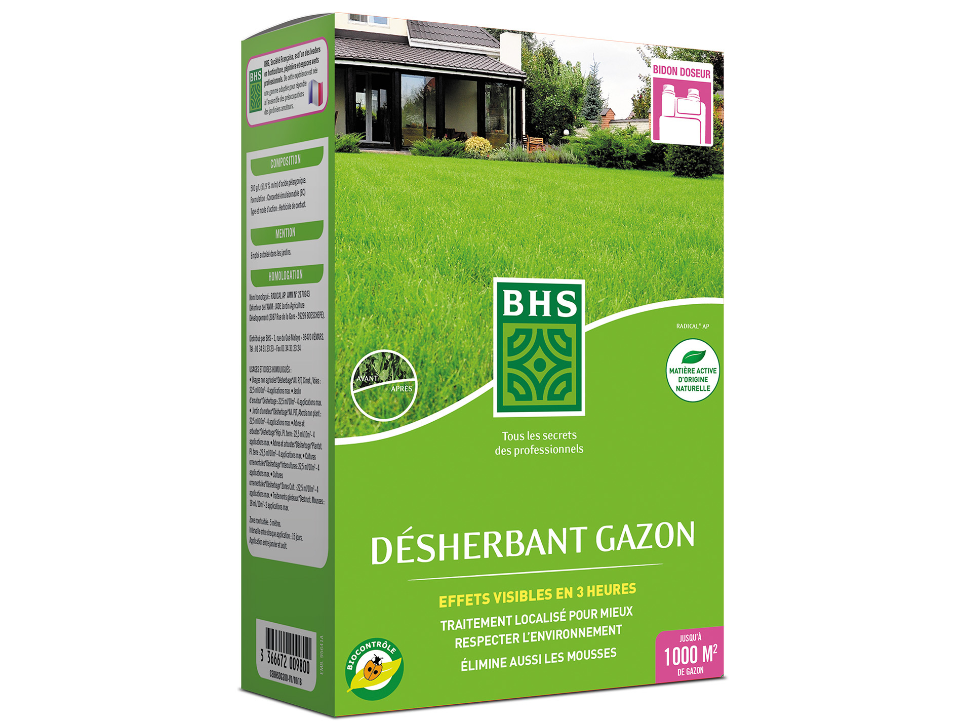 Désherbant gazon BHS 400ml 1000m²