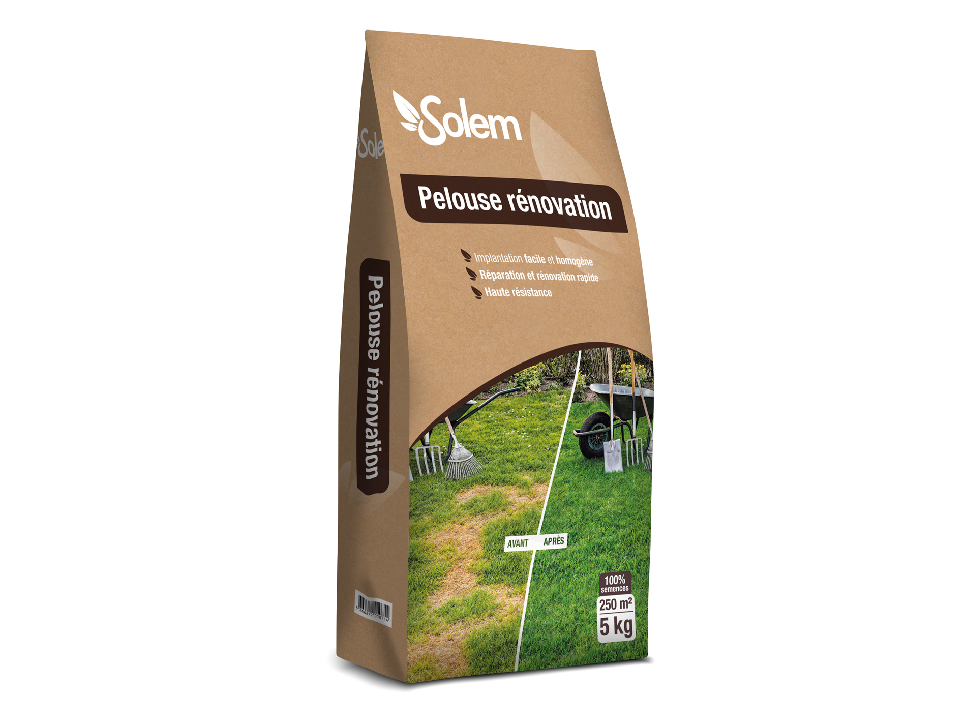 Gazon à semer Pelouse Rénovation 5kg SOLEM