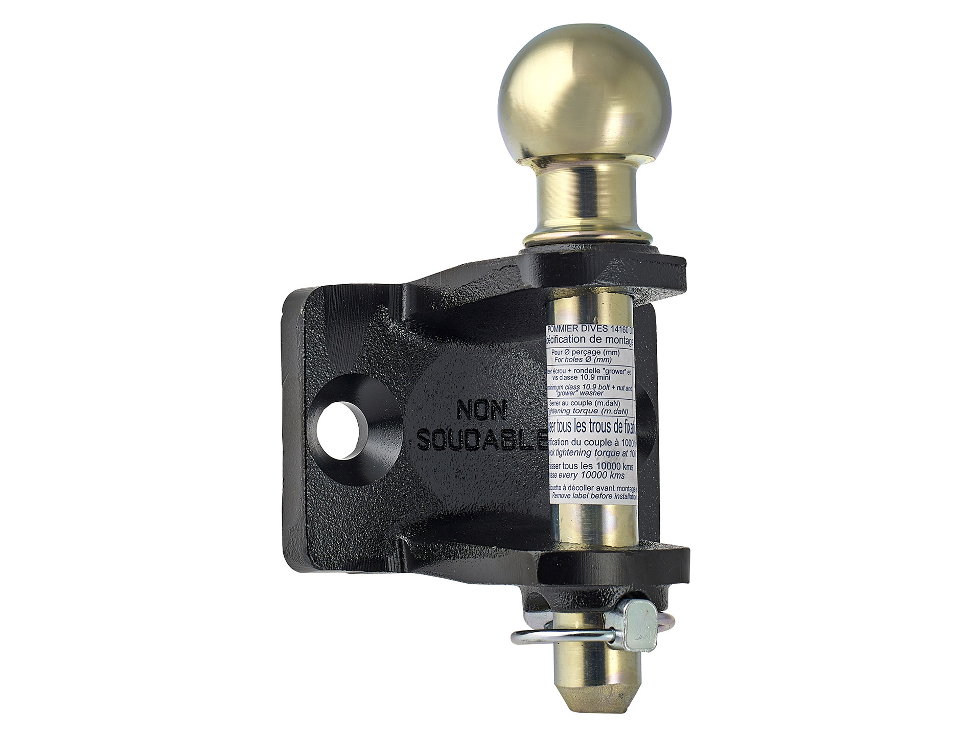 Chape mixte avec rotule pour attelage Ø50mm