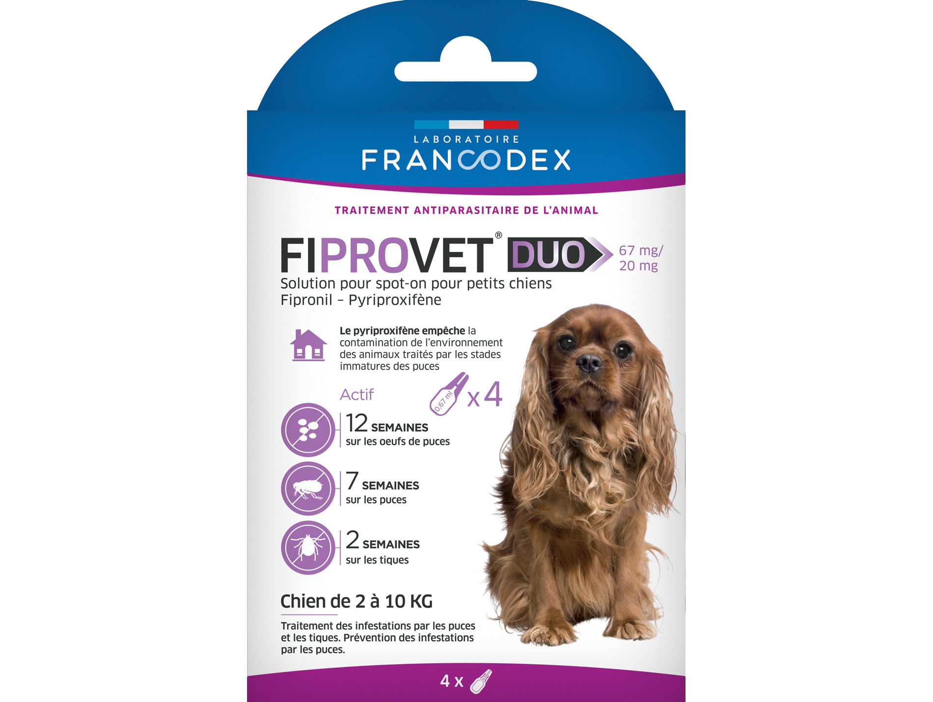 Anti puces et tiques petit chien FIPROVET x4