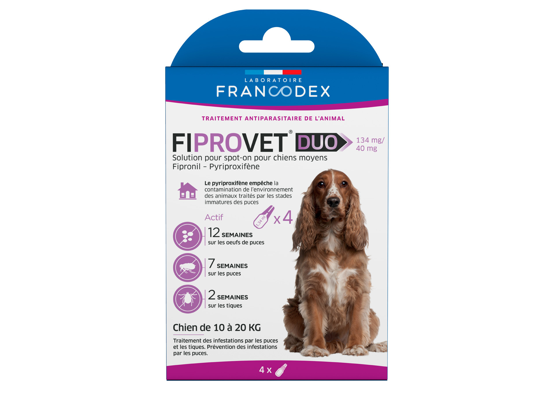 Anti puces et tiques chien FIPROVET x4
