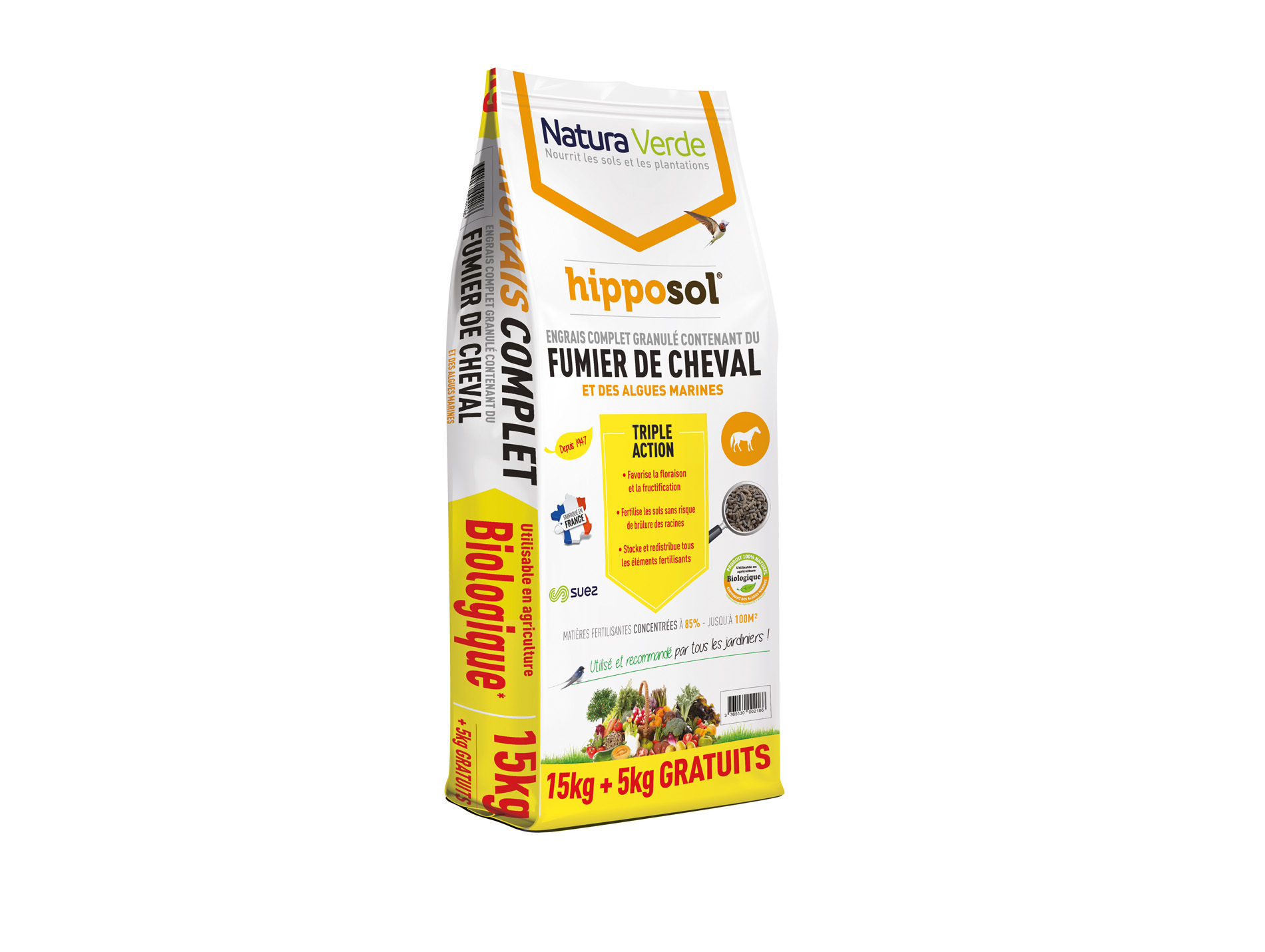 Engrais complet Hipposol granulé  15kg +5kg