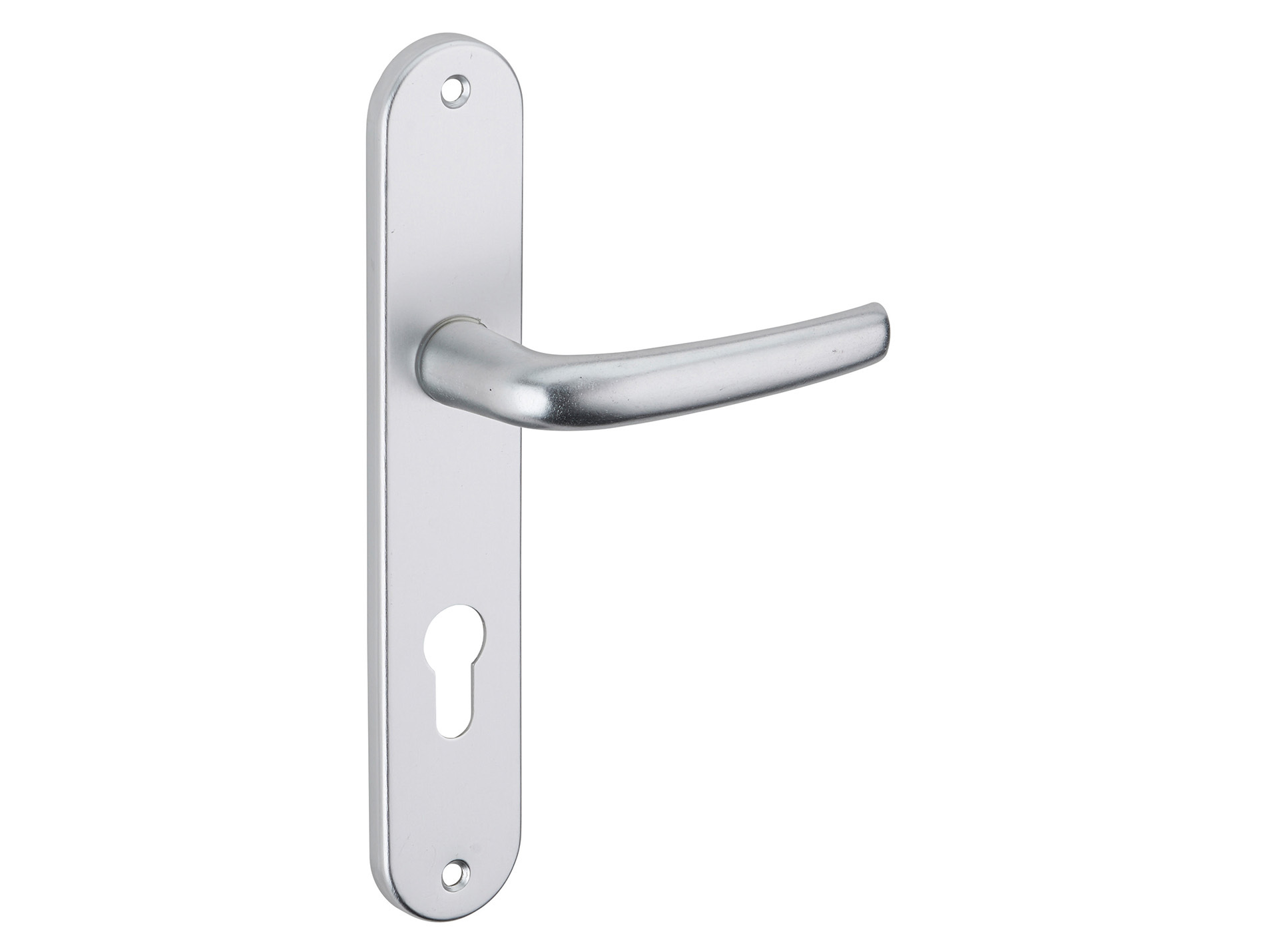 Poignée de porte Maia argent trou de cylindre entraxe 195mm