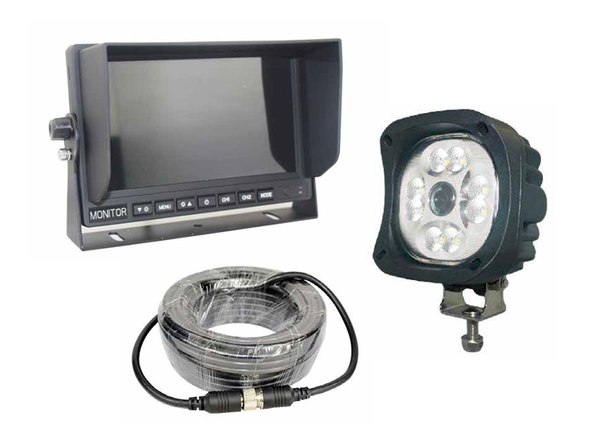 Kit caméra rétrovision avec phare de travail écran 7"