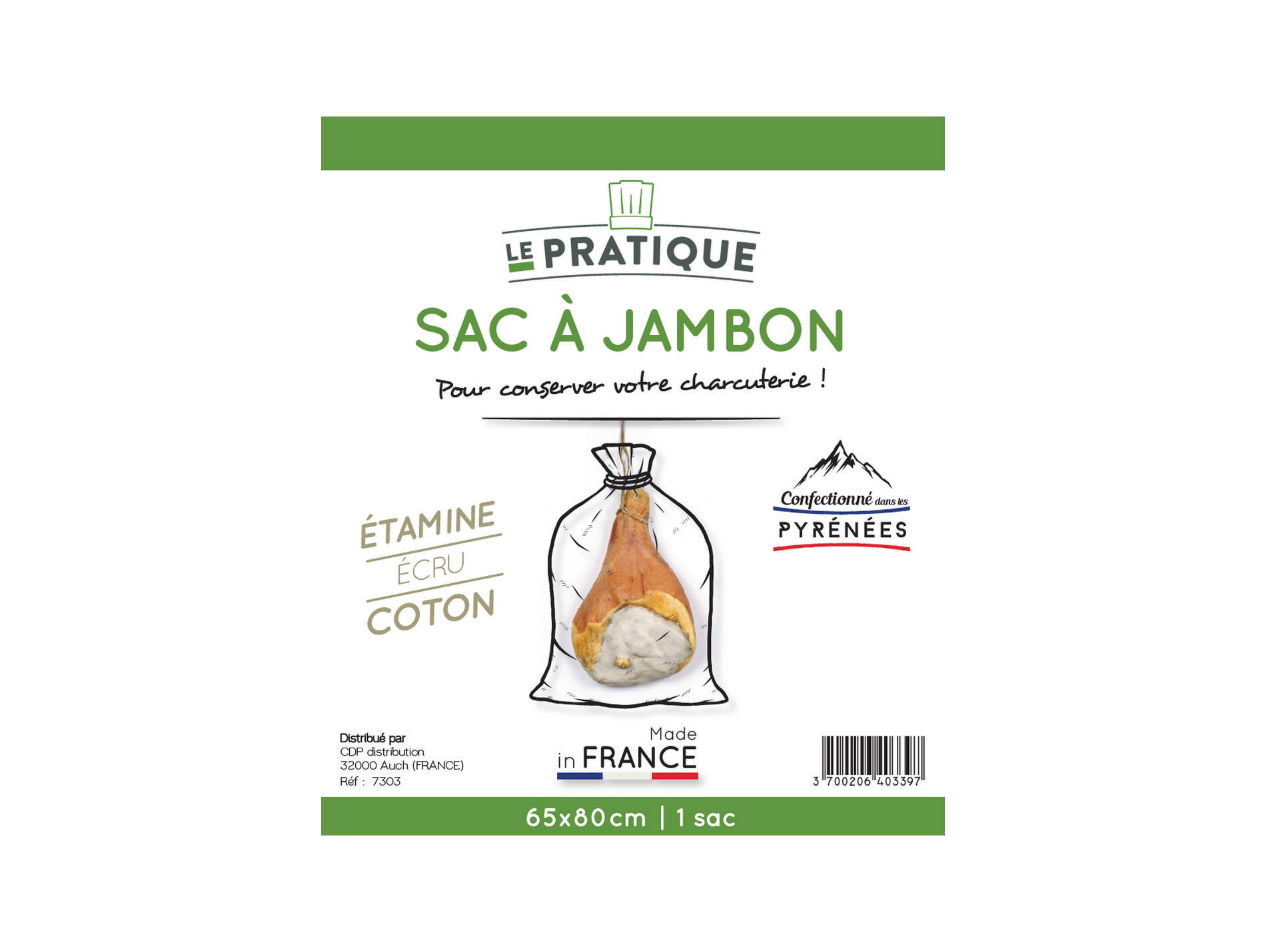 Sac à jambon LE PRATIQUE 65x80cm.
