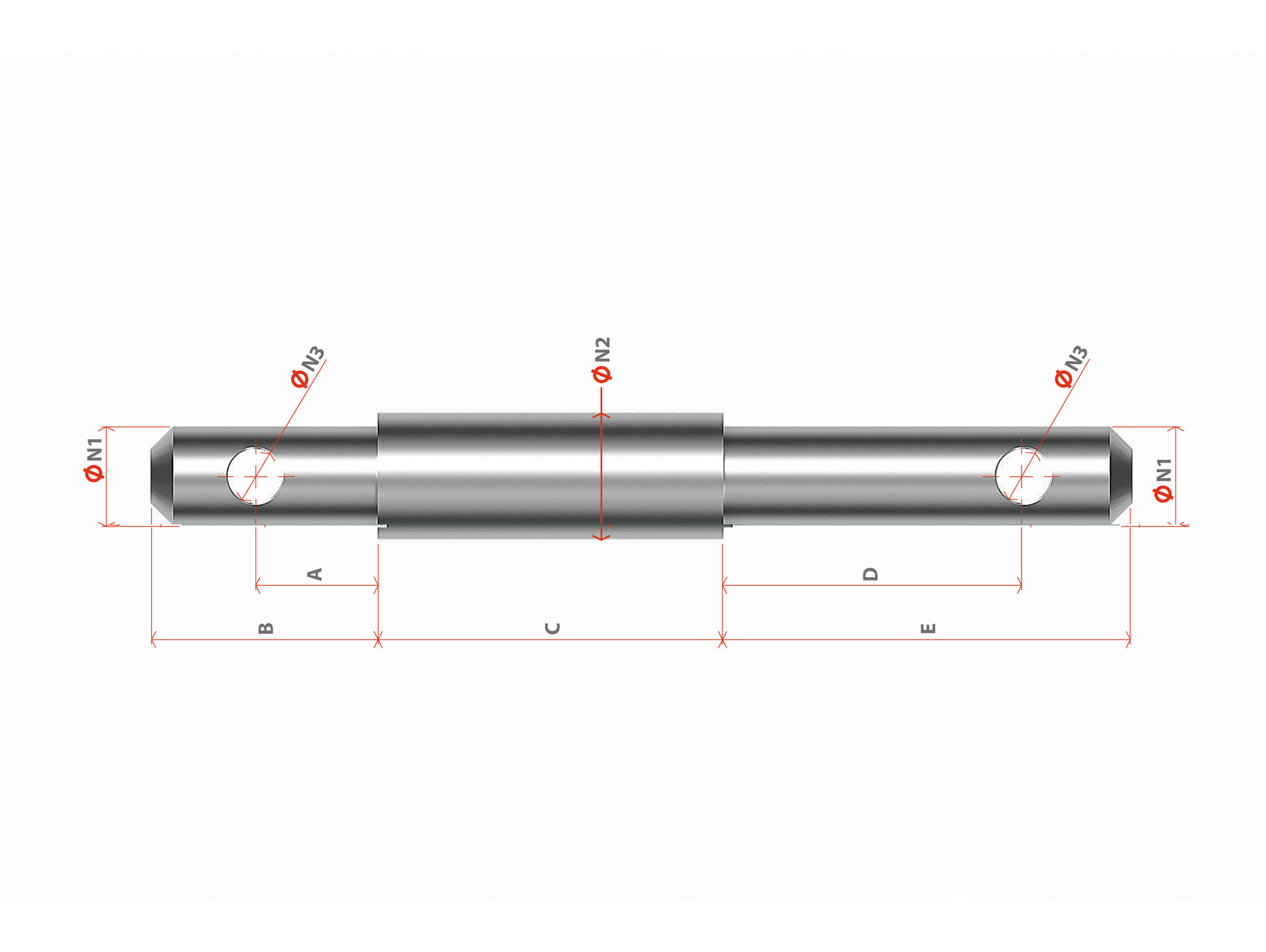Axe attelage double catégorie 1 Ø19mm