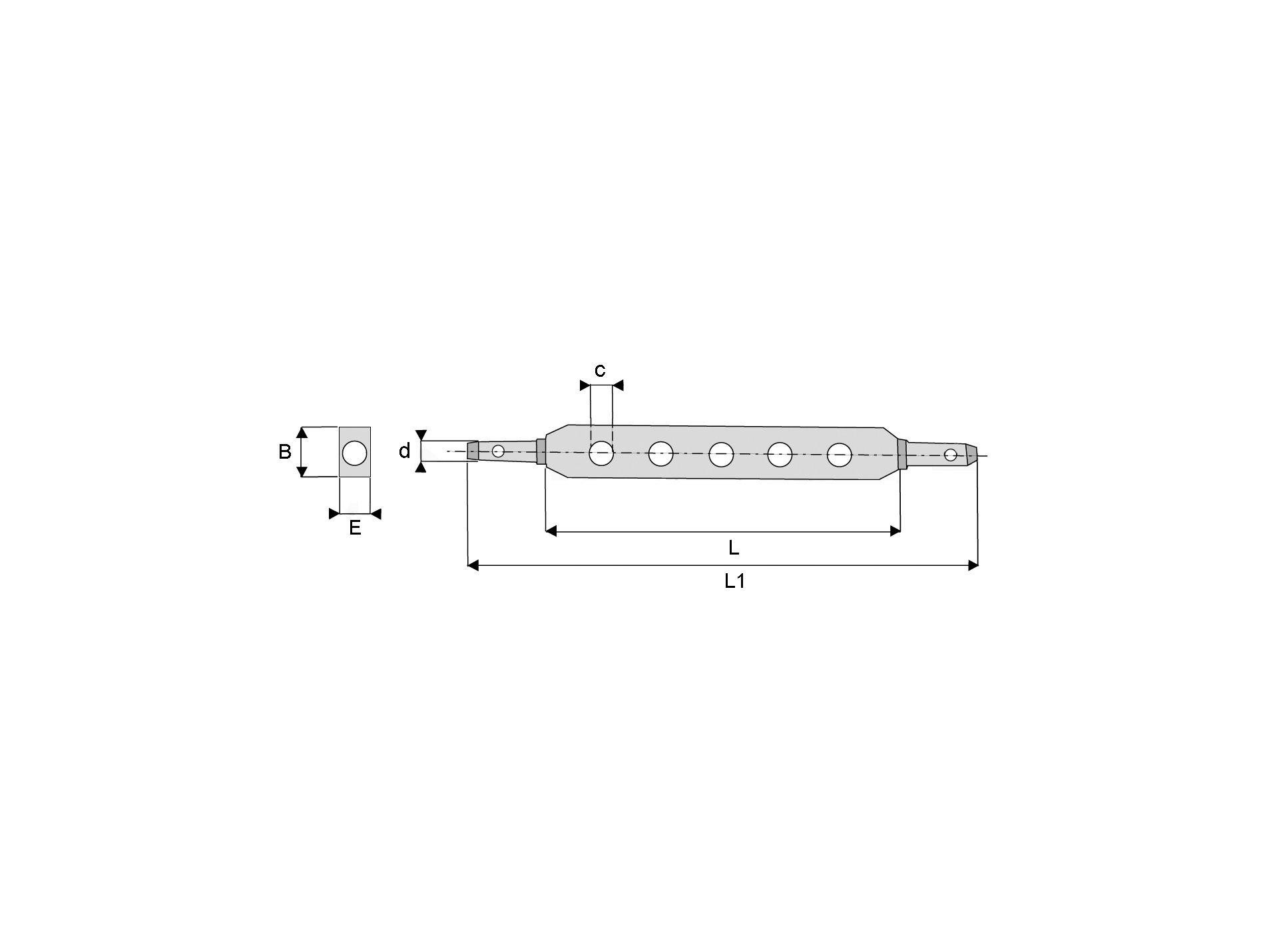 Barre attelage 7 trous catégorie 2 Ø28,7mm